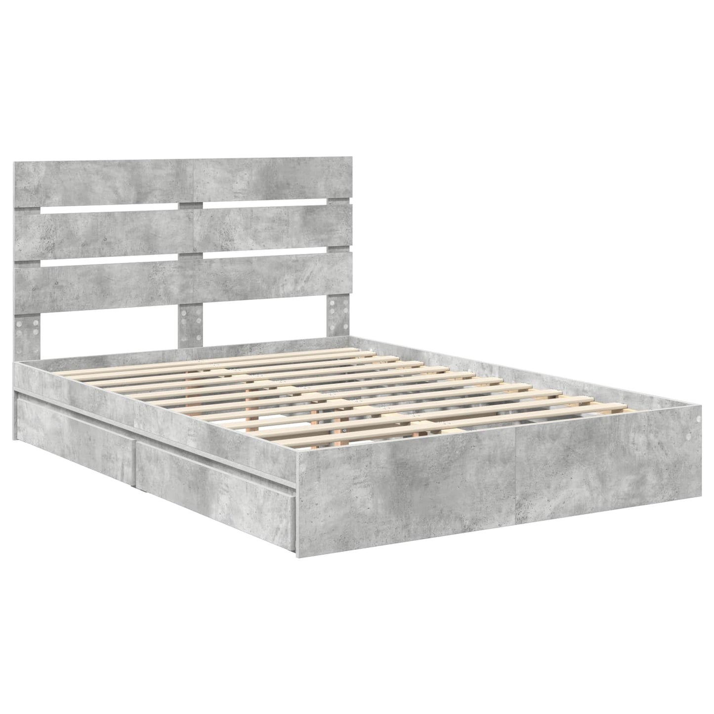 Tárolós Ágy fiókkal Beton Szürke 150 x 200 cm Szerelt Fa