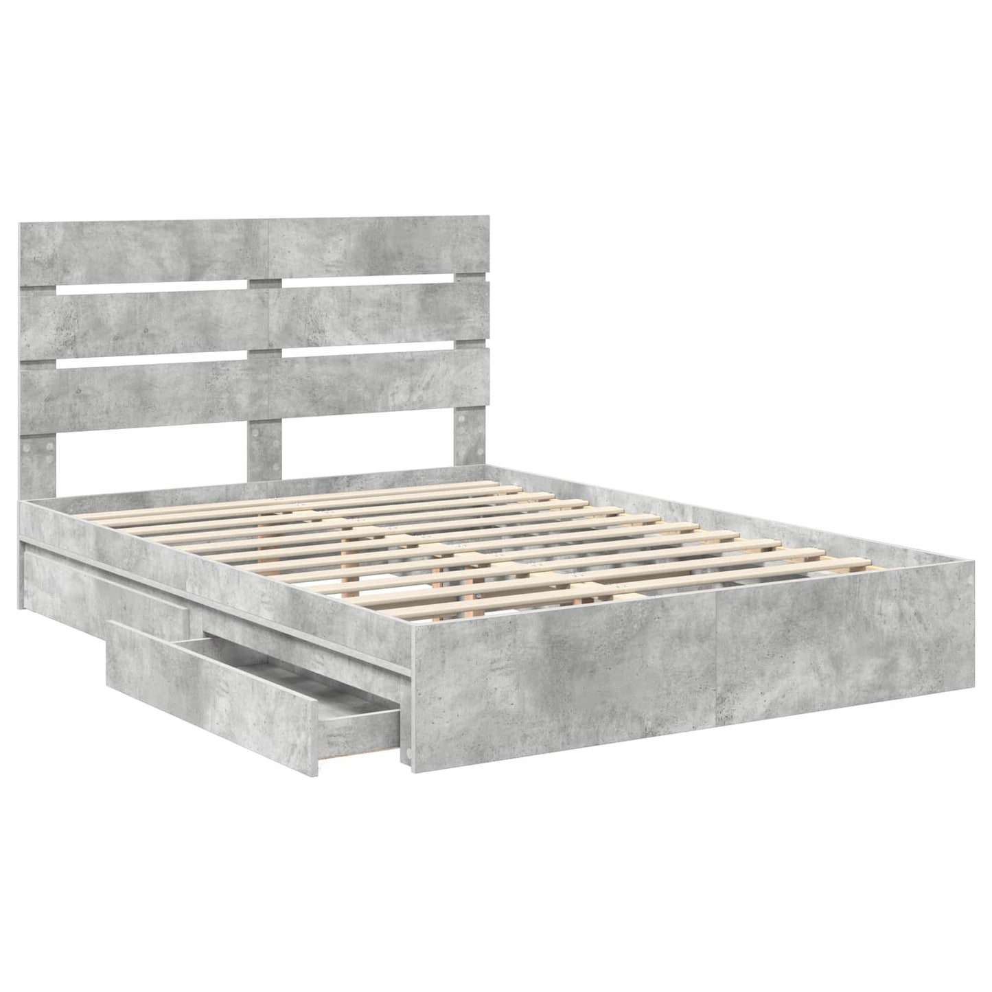 Tárolós Ágy fiókkal Beton Szürke 150 x 200 cm Szerelt Fa