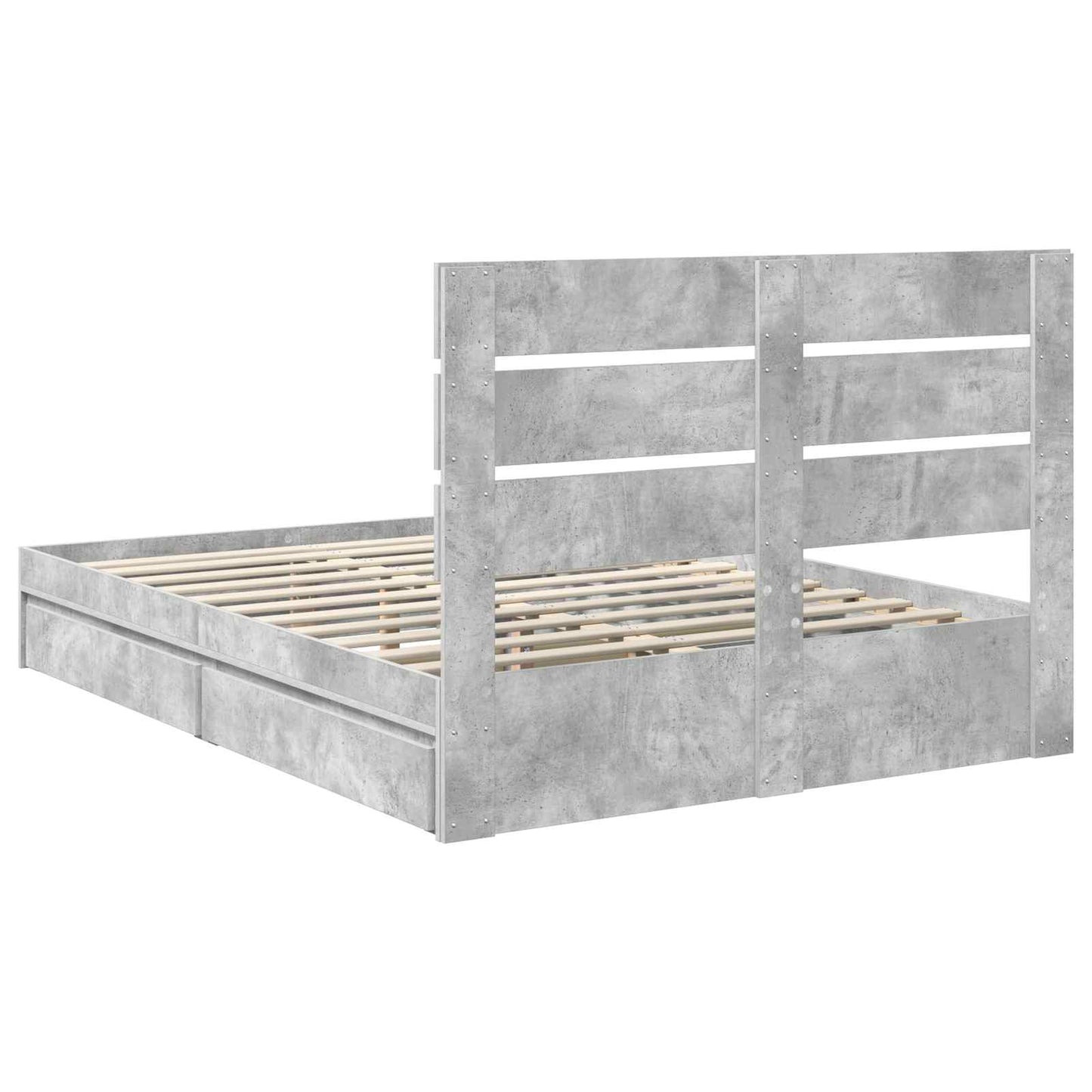 Tárolós Ágy fiókkal Beton Szürke 150 x 200 cm Szerelt Fa