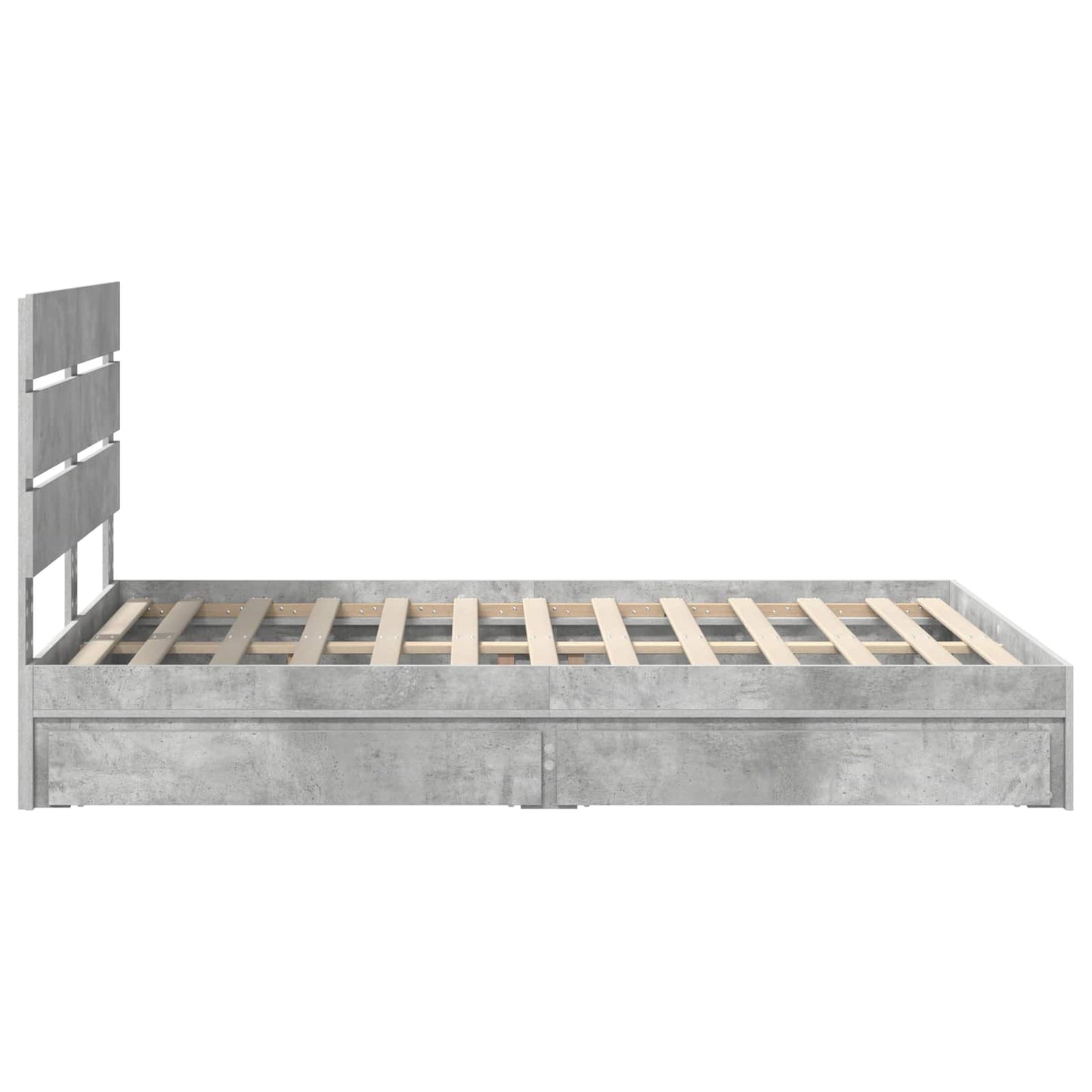 Tárolós Ágy fiókkal Beton Szürke 150 x 200 cm Szerelt Fa