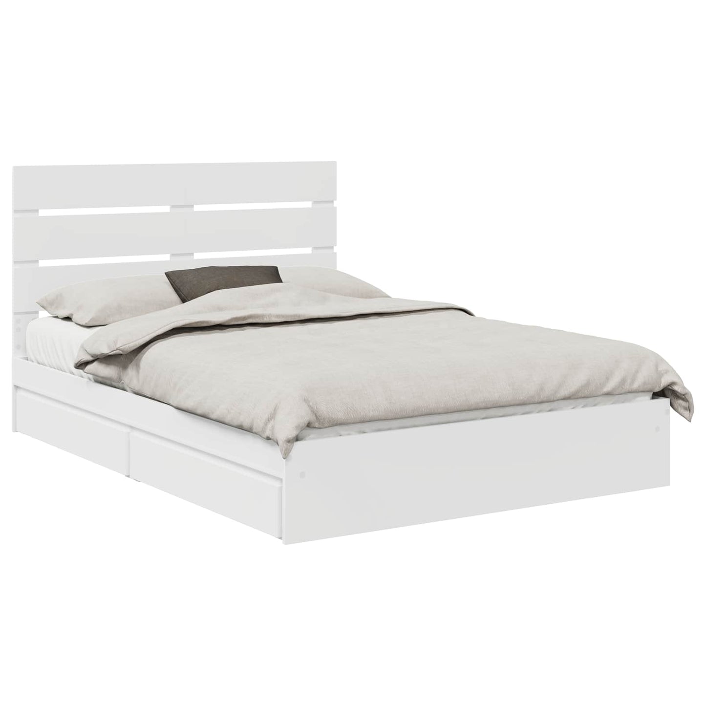 Tárolós Ágy fiókkal fejtámlával Fehér 140 x 190 cm Szerelt Fa