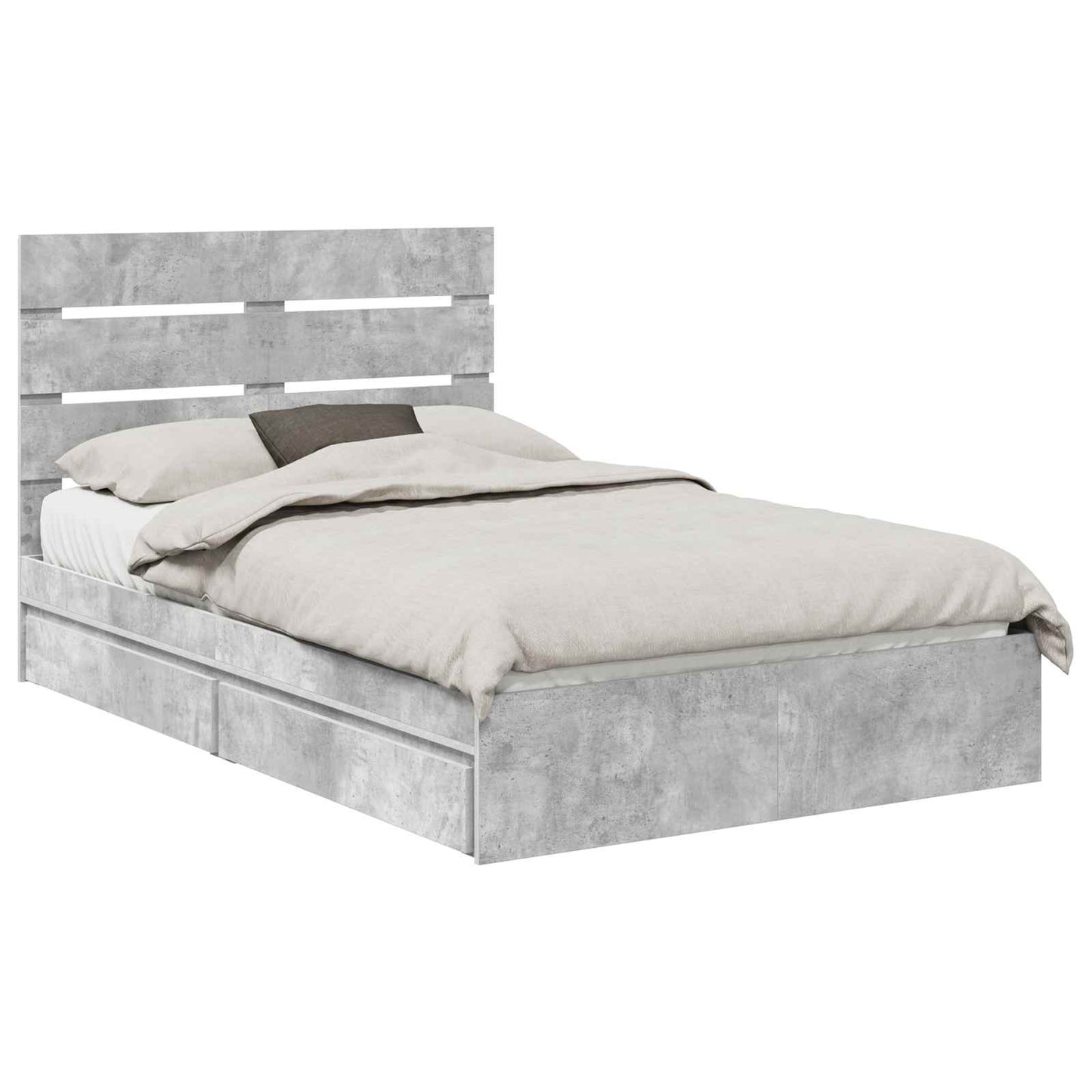 Tárolós Ágy fiókkal Beton Szürke 135 x 190 cm Szerelt Fa