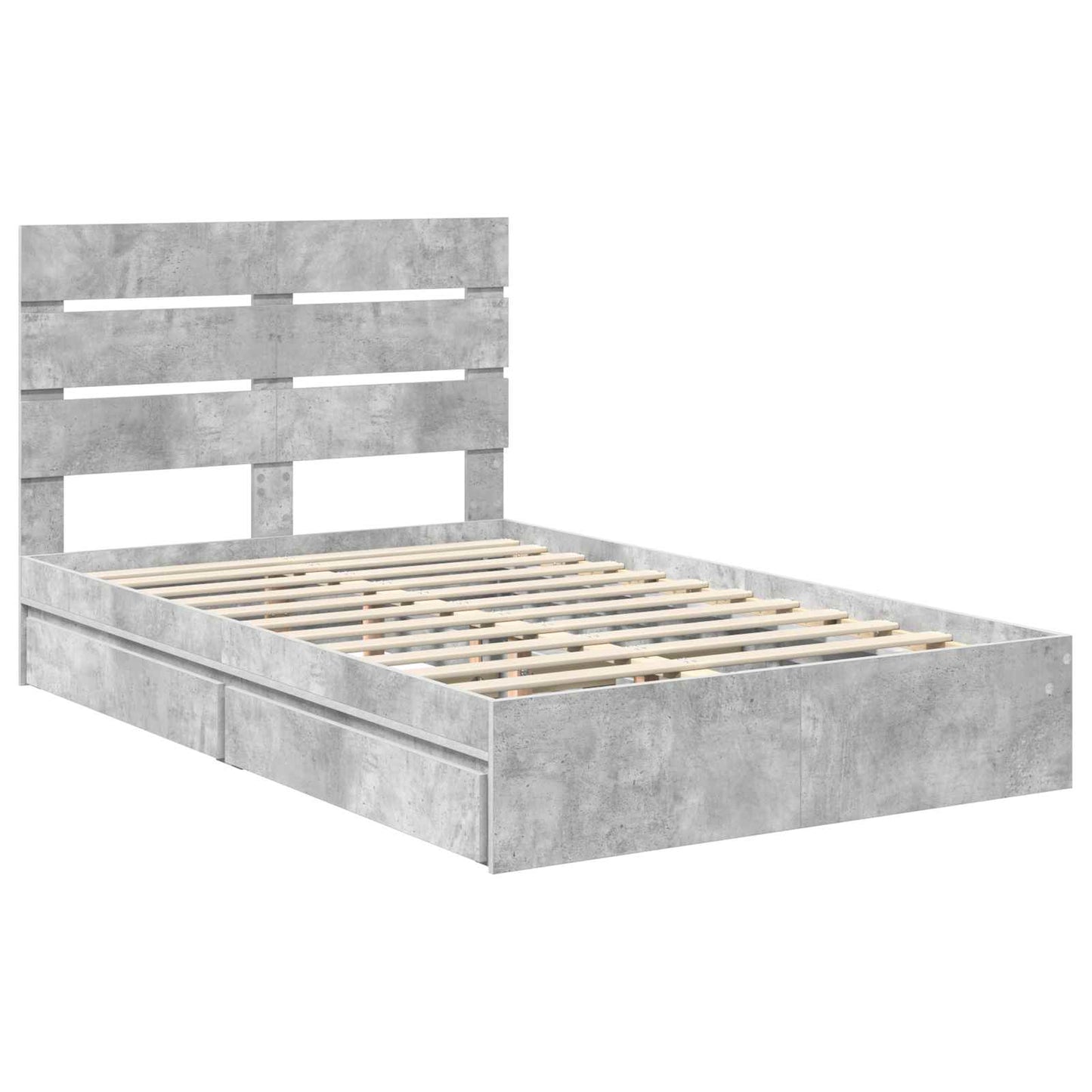 Tárolós Ágy fiókkal Beton Szürke 135 x 190 cm Szerelt Fa