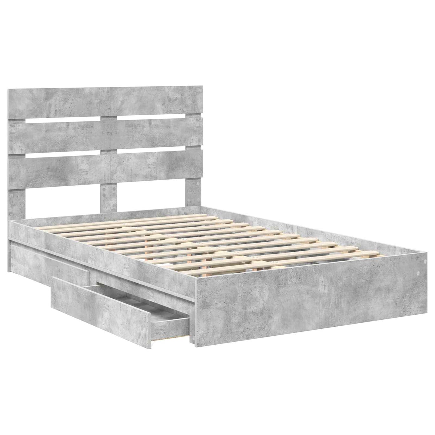 Tárolós Ágy fiókkal Beton Szürke 135 x 190 cm Szerelt Fa