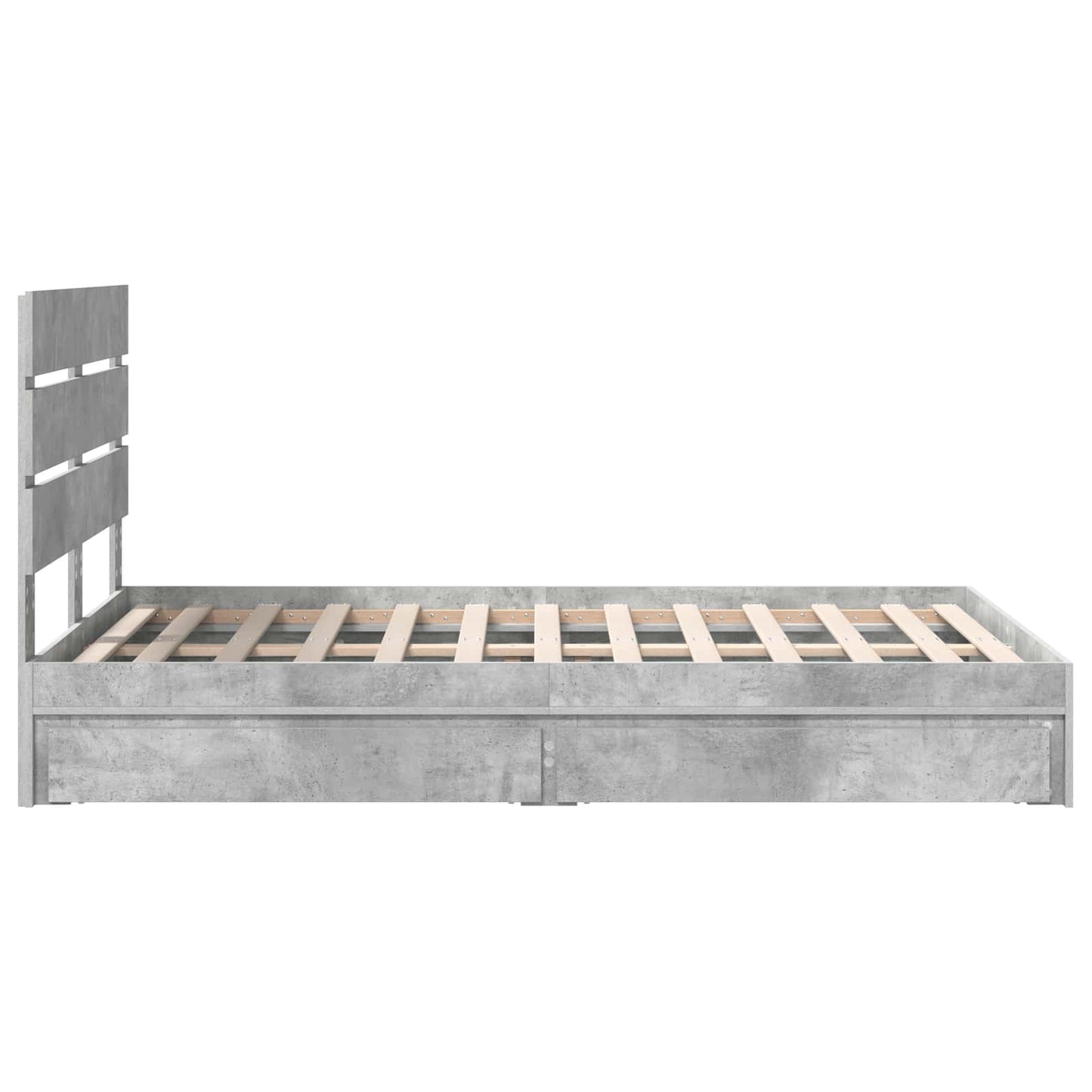 Tárolós Ágy fiókkal Beton Szürke 135 x 190 cm Szerelt Fa