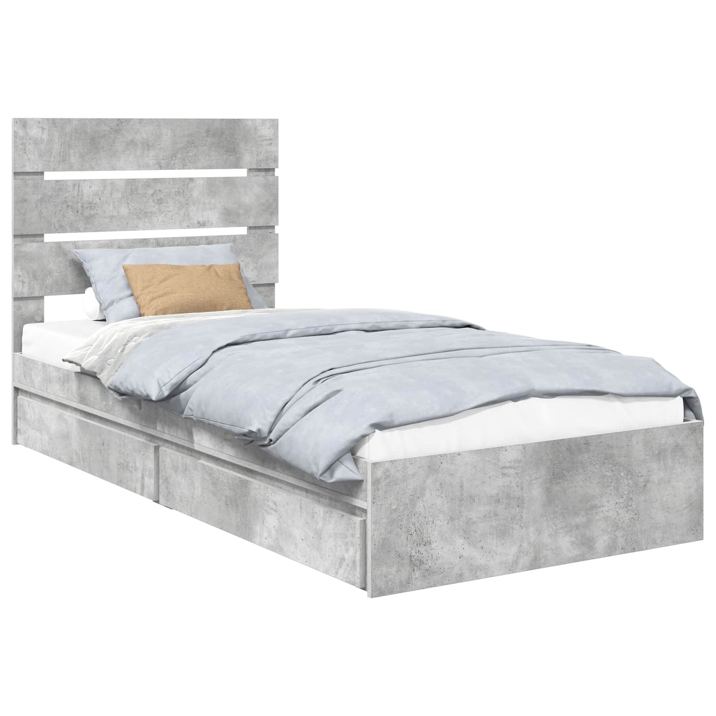Tárolós Ágy fiókkal Beton Szürke 90 x 190 cm Szerelt Fa