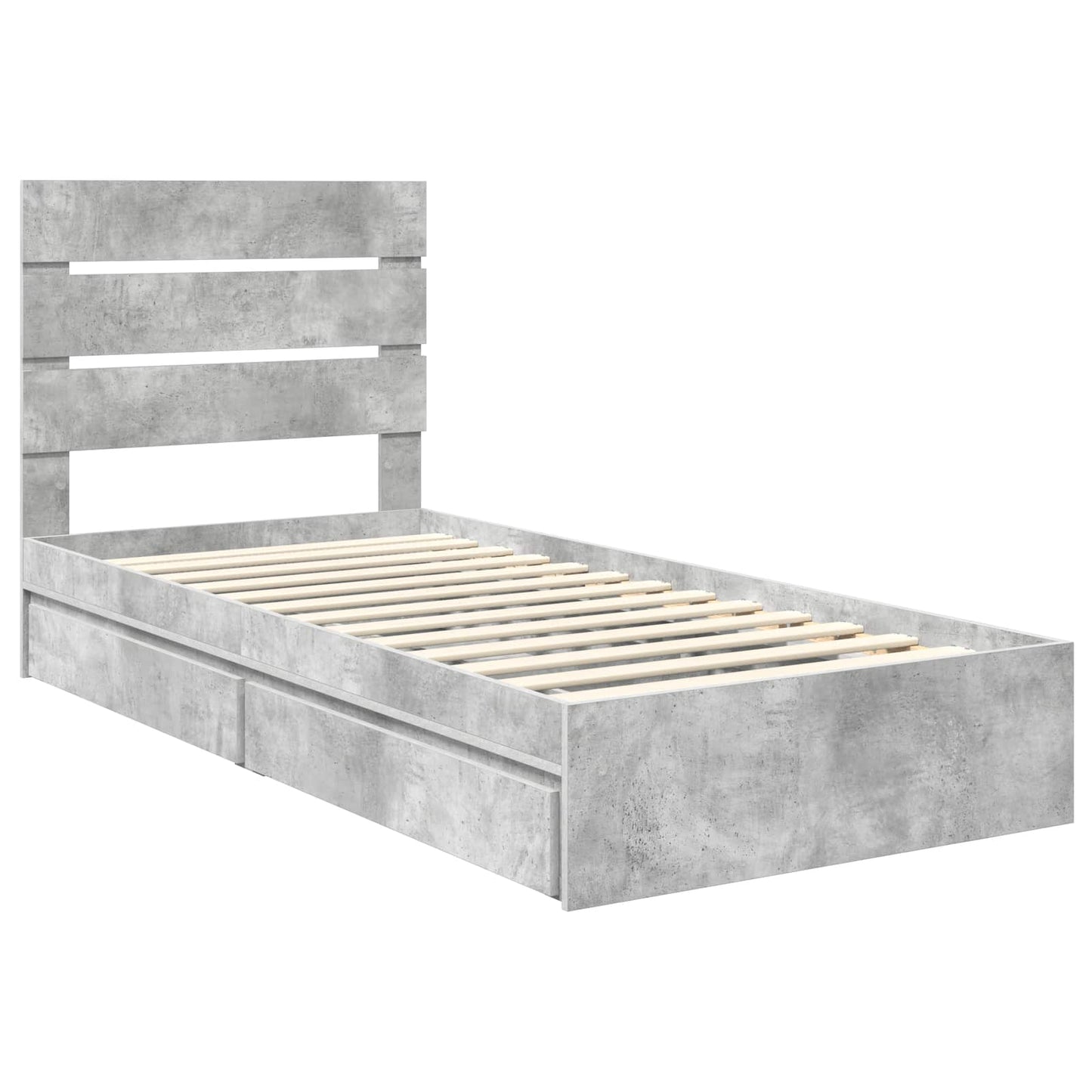 Tárolós Ágy fiókkal Beton Szürke 90 x 190 cm Szerelt Fa