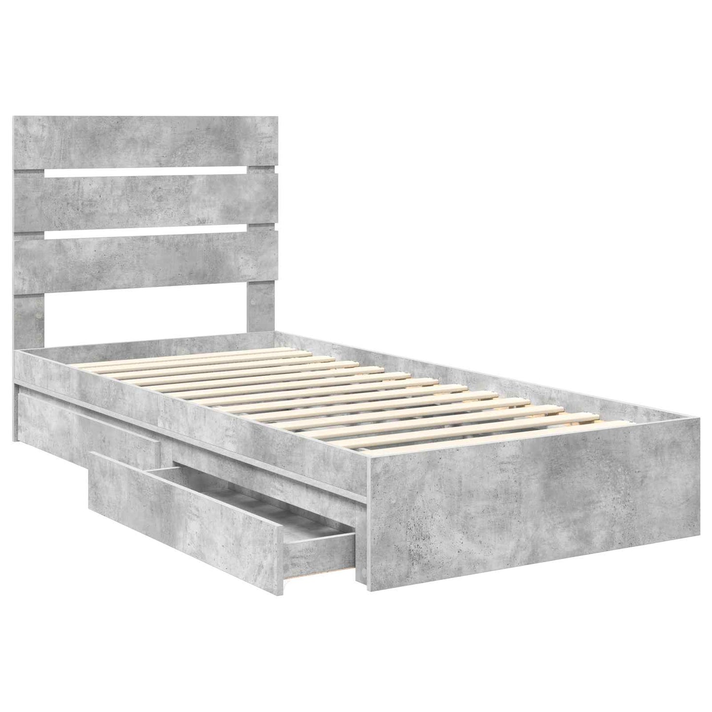 Tárolós Ágy fiókkal Beton Szürke 90 x 190 cm Szerelt Fa