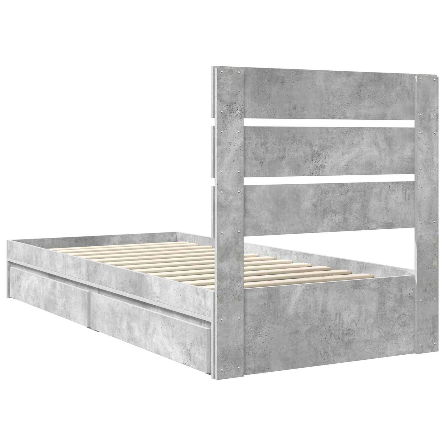 Tárolós Ágy fiókkal Beton Szürke 90 x 190 cm Szerelt Fa