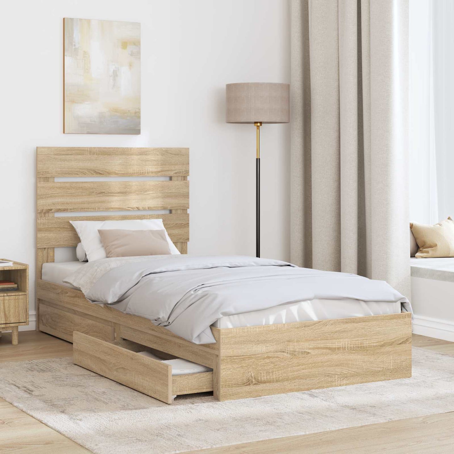 Tárolós Ágy fiókkal Sonoma tölgy 70 x 190 cm Szerelt Fa