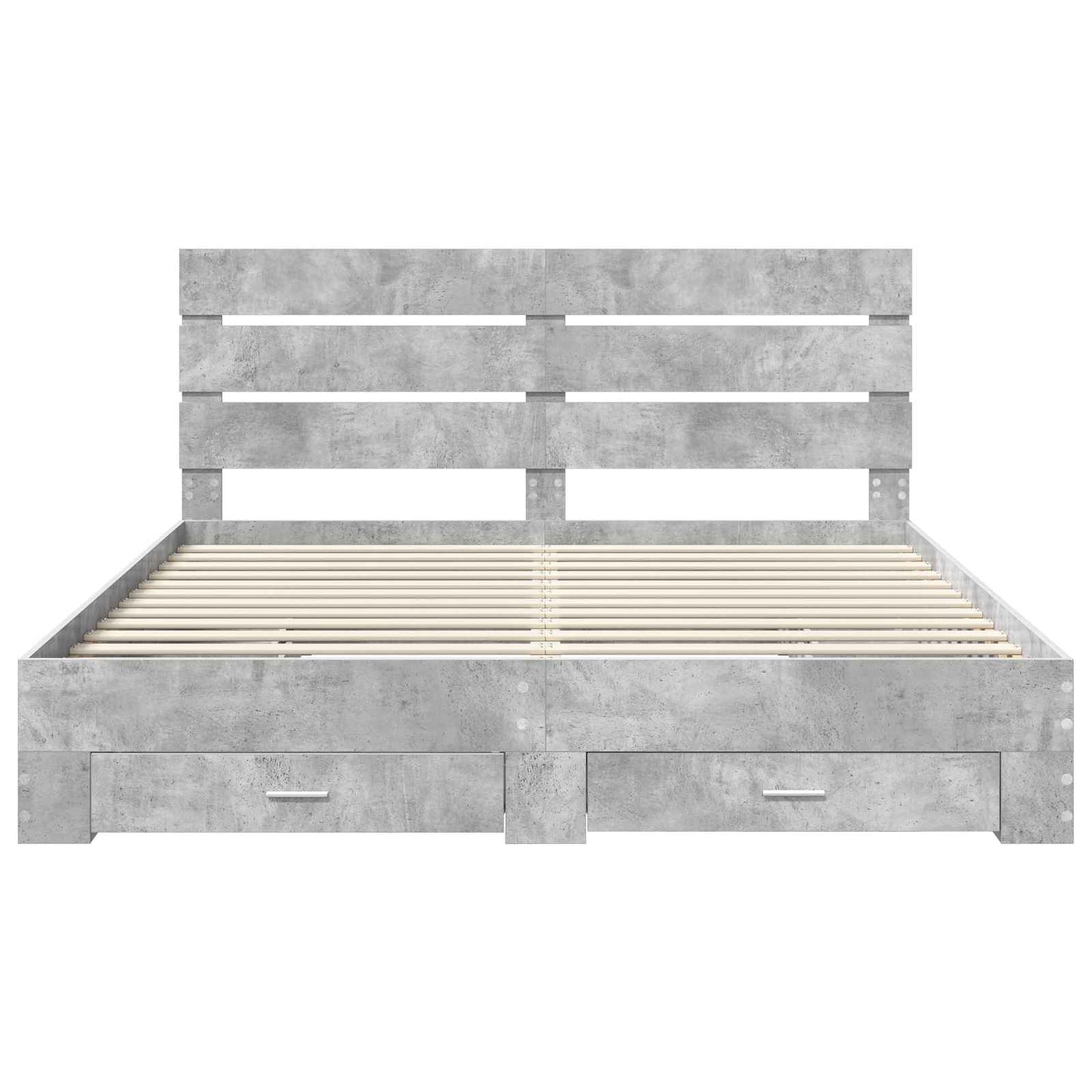 Ágykeret fiókkal tárolóval Beton Szürke 200 x 200 cm Szerelt Fa