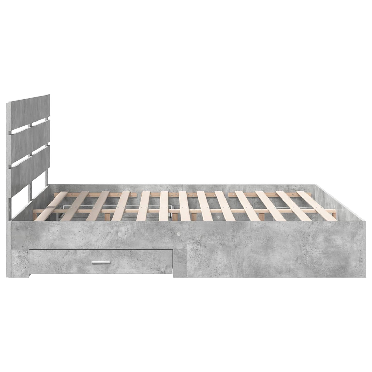 Ágykeret fiókkal tárolóval Beton Szürke 200 x 200 cm Szerelt Fa