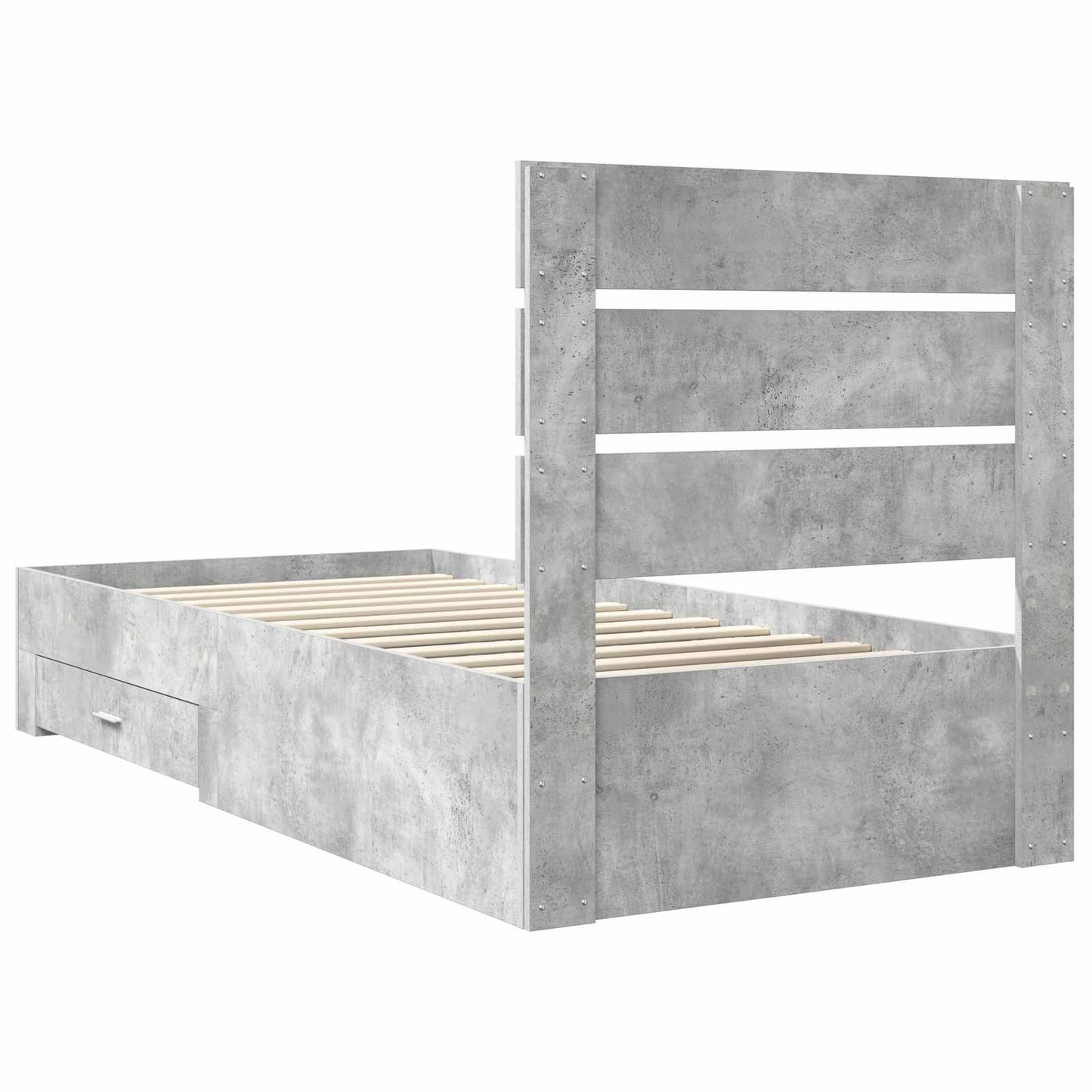 Ágykeret fiókkal tárolóval Beton Szürke 100 x 200 cm Szerelt Fa