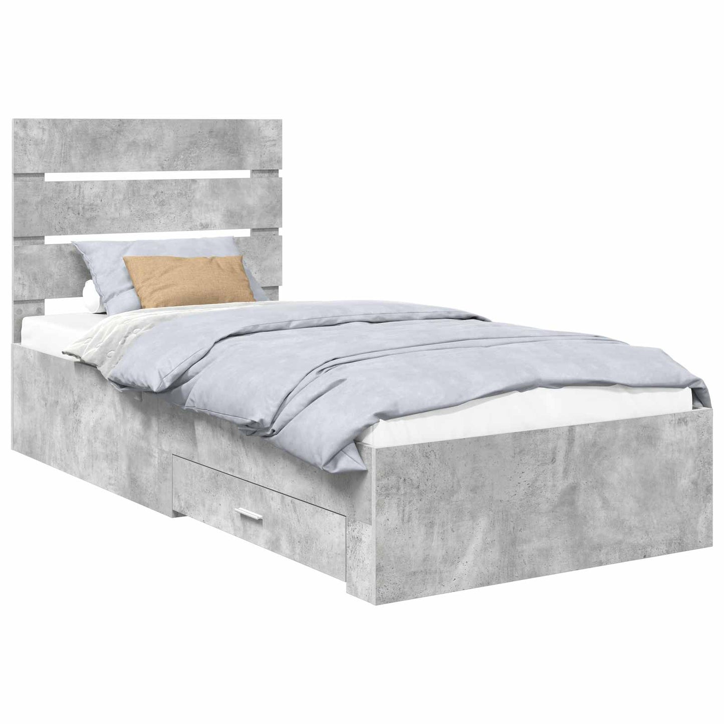 Ágykeret fiókkal tárolóval Beton Szürke 90 x 190 cm Szerelt Fa