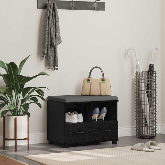 Előtér pad Fekete Tölgy 60 x 38 x 46 cm Műanyag Fa és Szövet