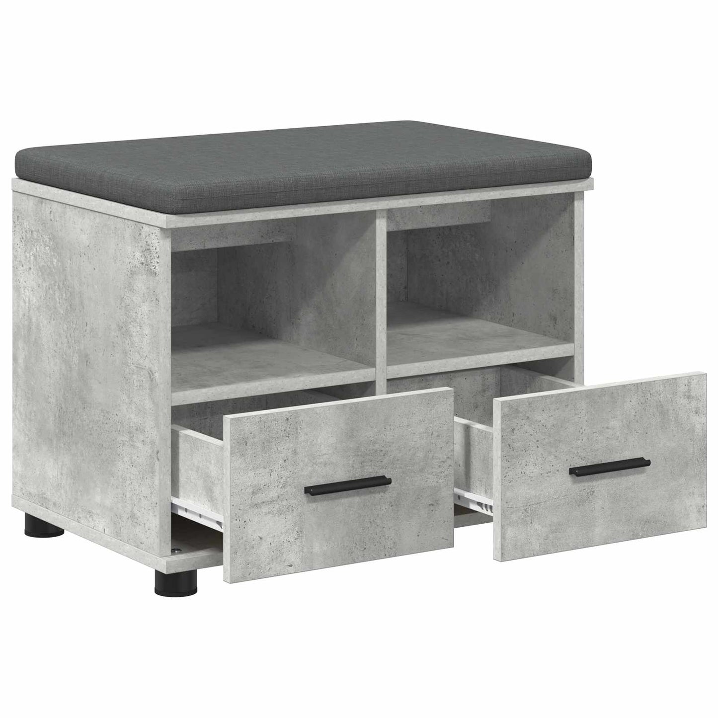 Előtér pad Beton Szürke 60 x 38 x 46 cm Műanyag Fa és Szövet