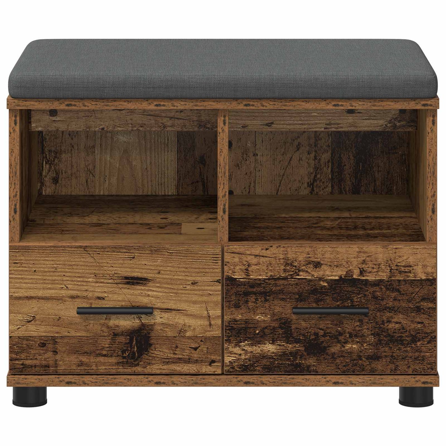 Előtér pad fiókkal Öreg fa 60 x 38 x 46 cm Műanyag Fa és Szövet