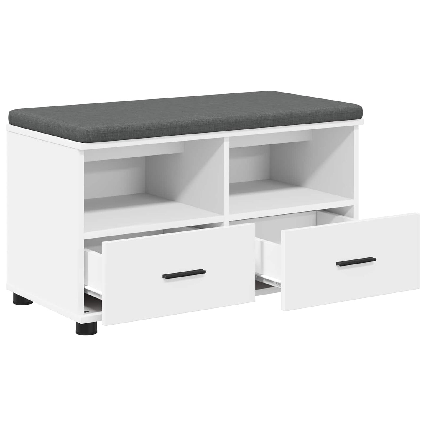 Előtér pad párnával Fehér 80 x 38 x 46 cm Műanyag Fa és Szövet