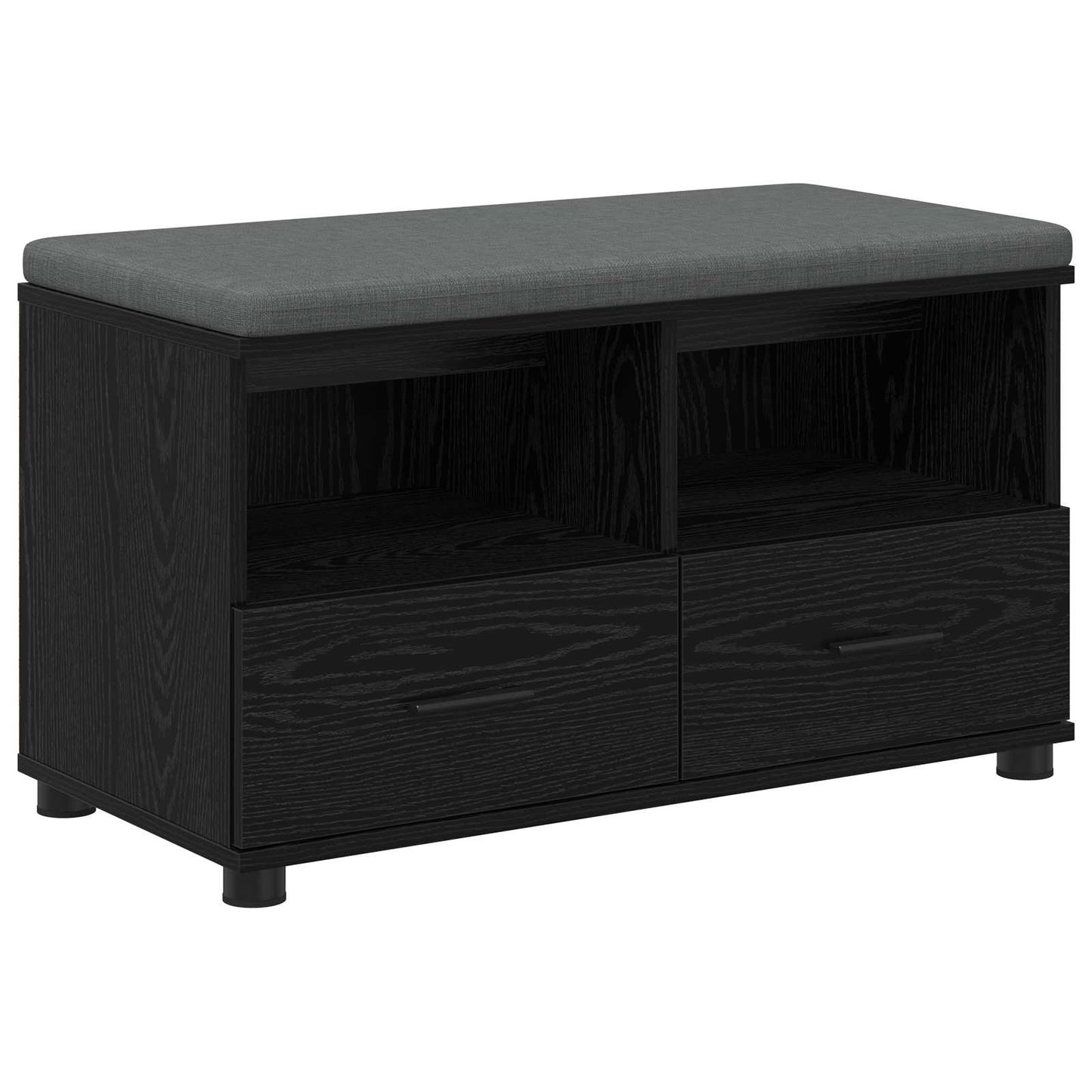 Előtér pad Fekete Tölgy 80 x 38 x 46 cm Műanyag Fa és Szövet