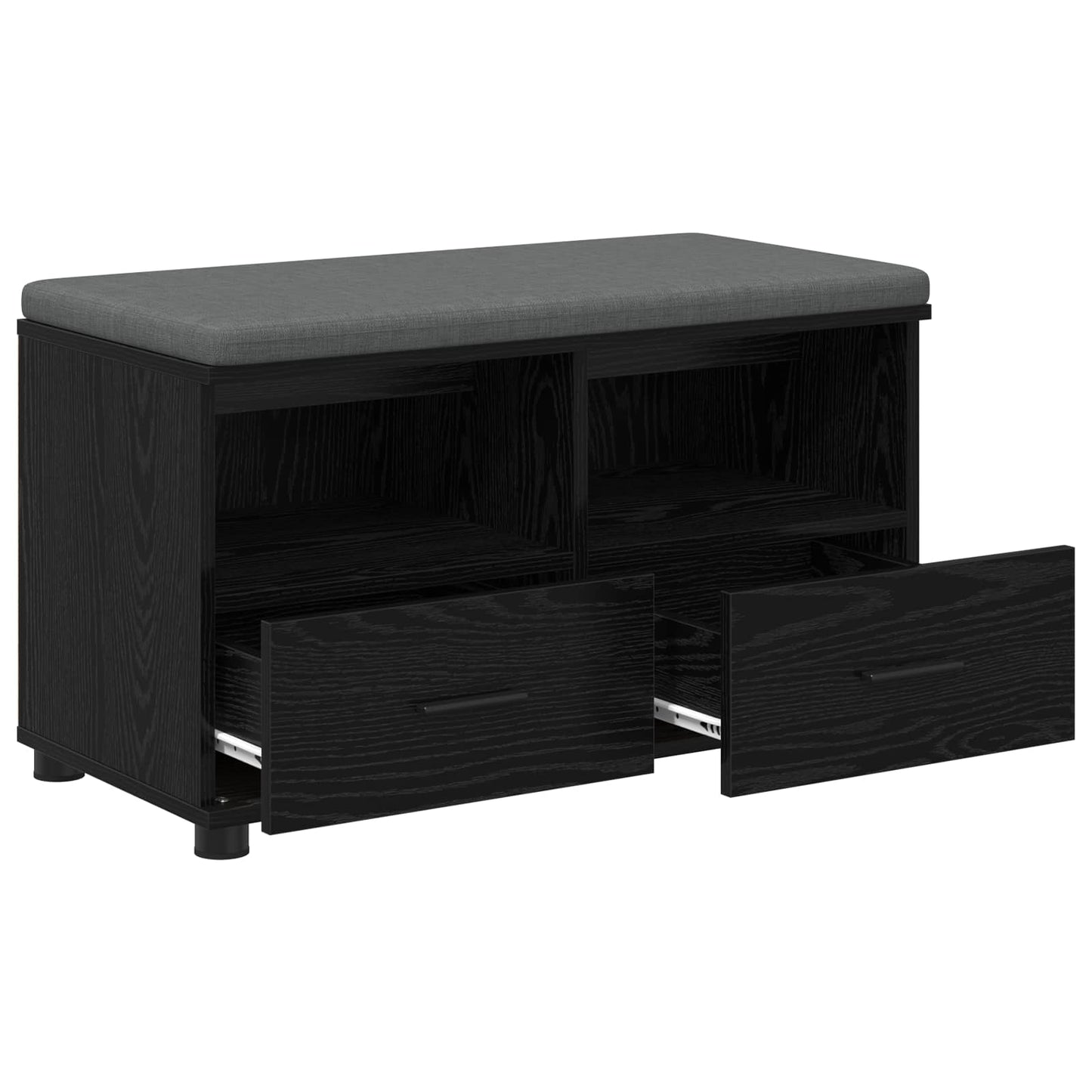Előtér pad Fekete Tölgy 80 x 38 x 46 cm Műanyag Fa és Szövet