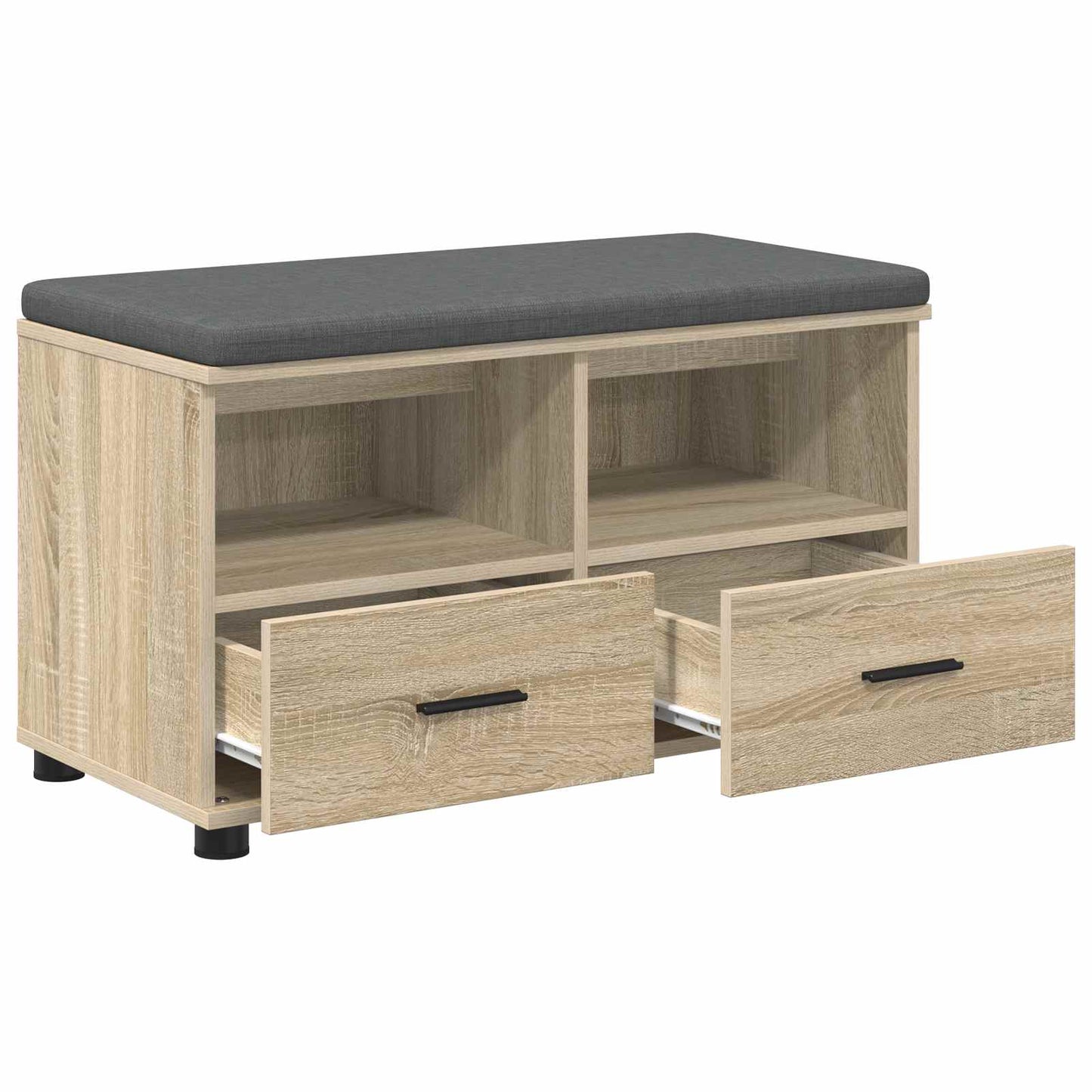 Előtér pad Sonoma tölgy 80 x 38 x 46 cm Műanyag Fa és Szövet