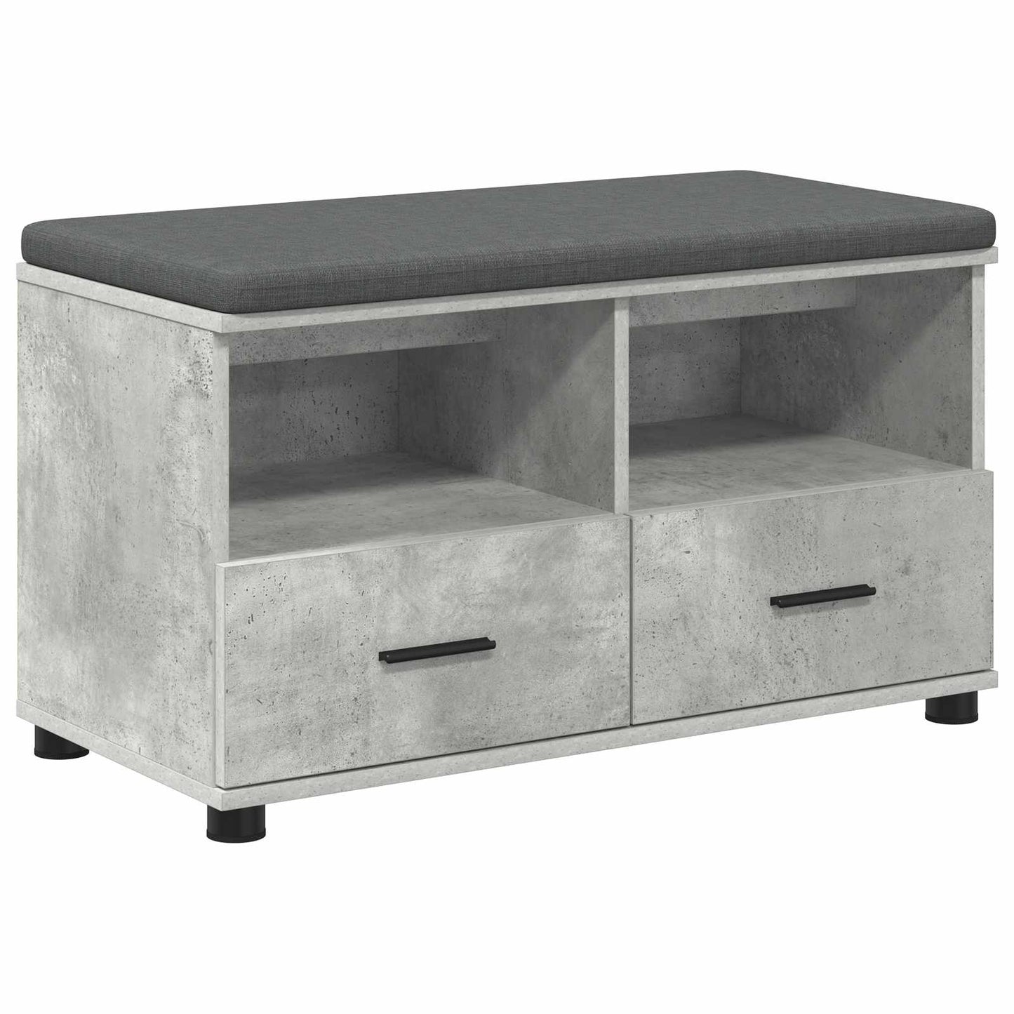 Előtér pad Beton Szürke 80 x 38 x 46 cm Műanyag Fa és Szövet