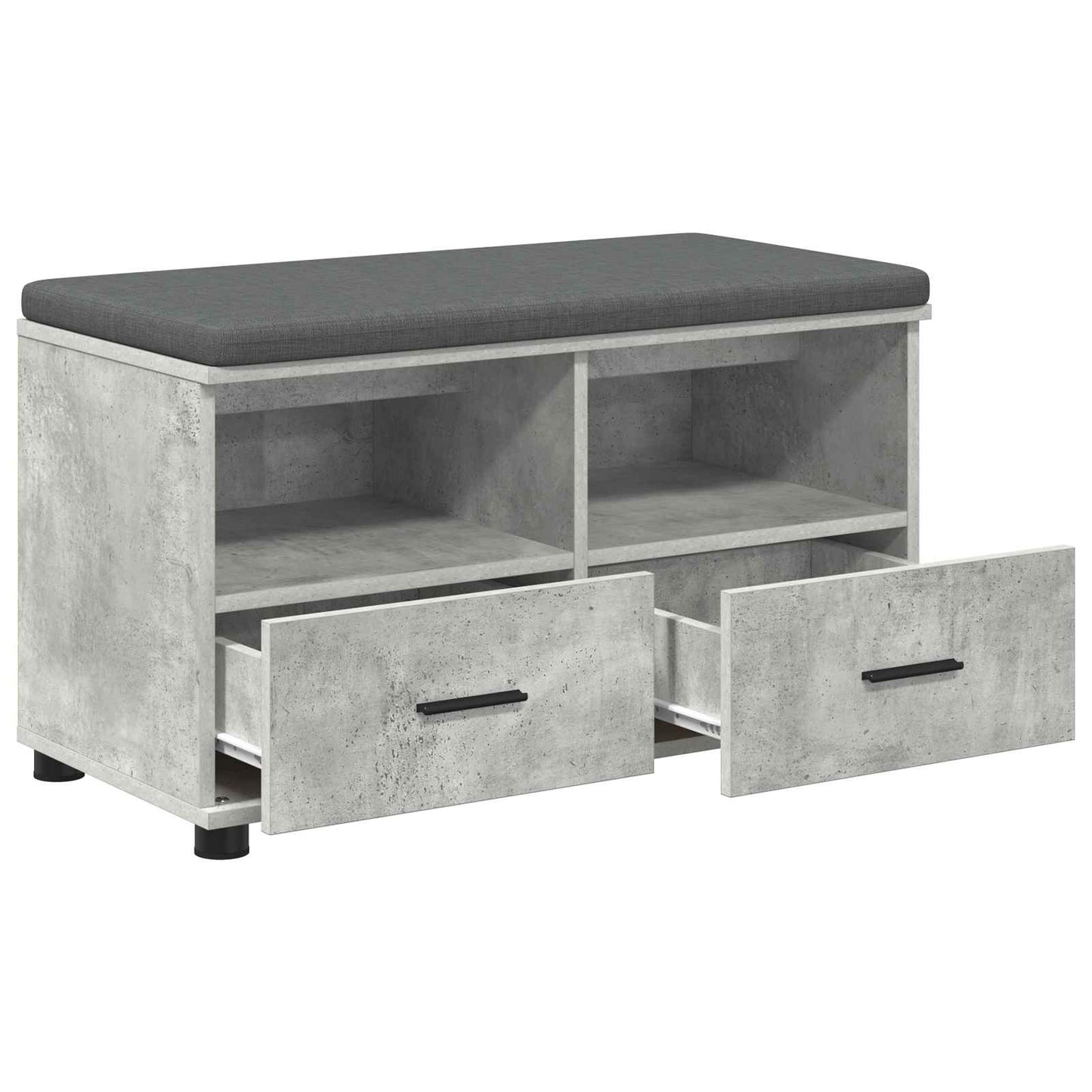 Előtér pad Beton Szürke 80 x 38 x 46 cm Műanyag Fa és Szövet
