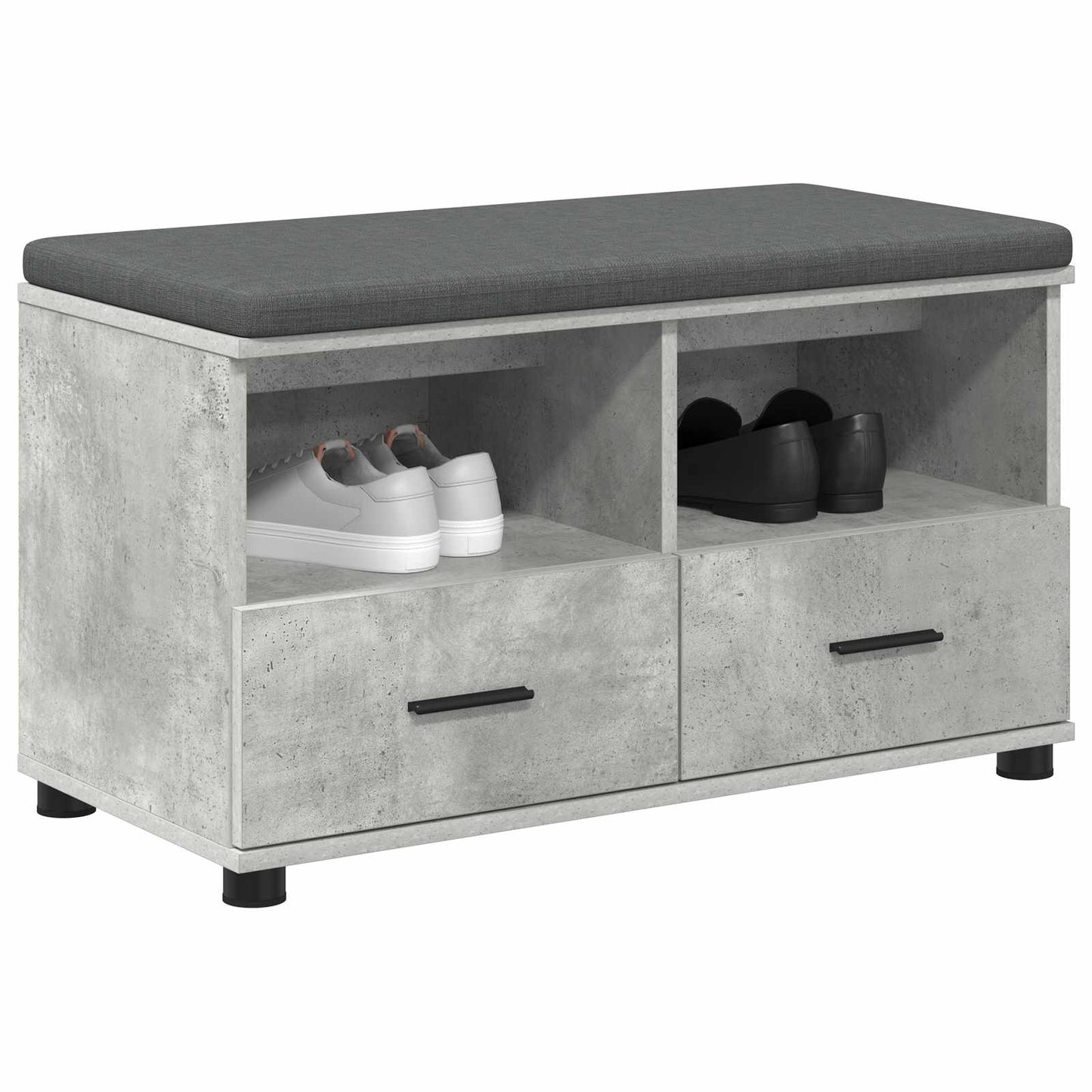 Előtér pad Beton Szürke 80 x 38 x 46 cm Műanyag Fa és Szövet