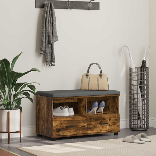 Előtér pad Füstölt Tölgy 80 x 38 x 46 cm Műanyag Fa és Szövet