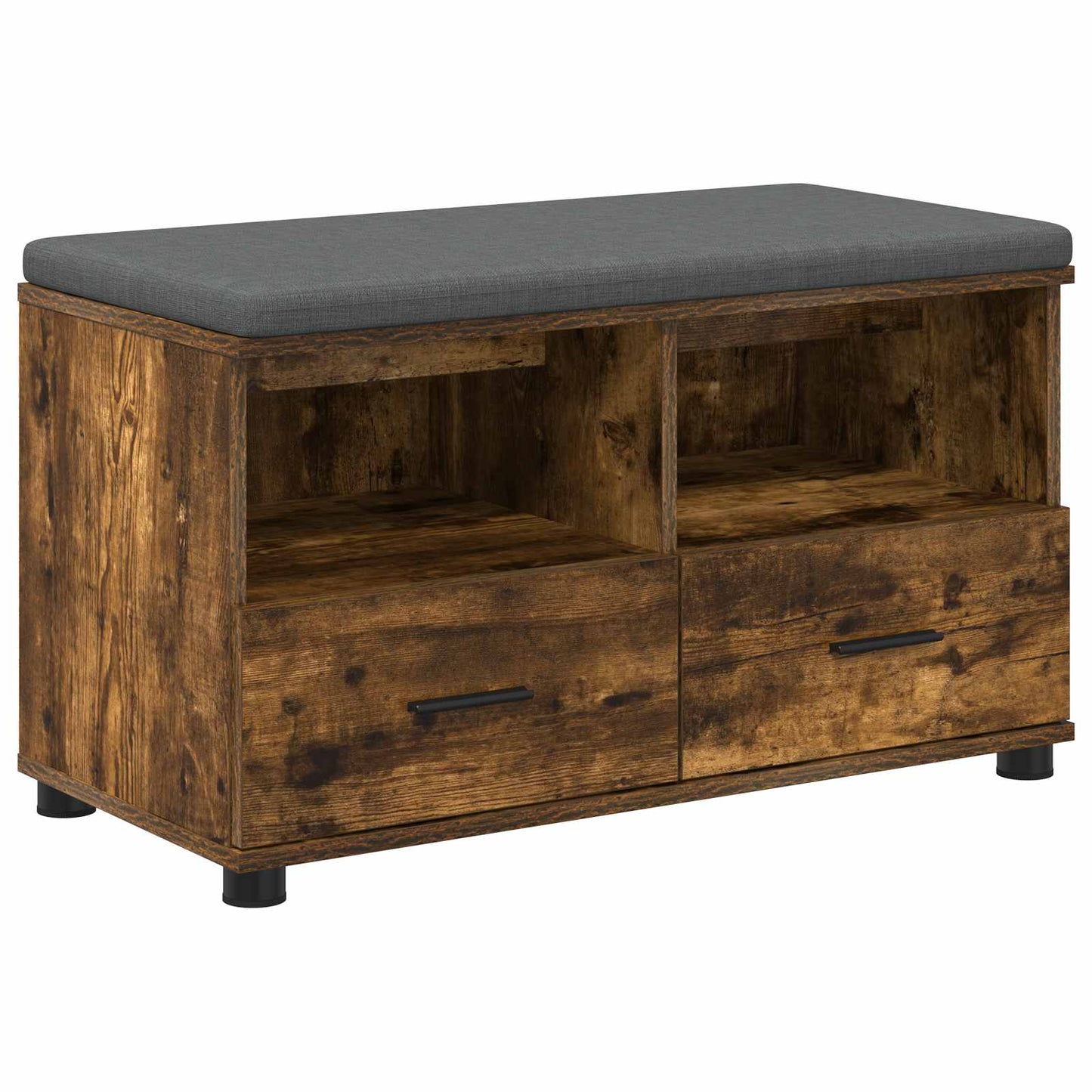 Előtér pad Füstölt Tölgy 80 x 38 x 46 cm Műanyag Fa és Szövet