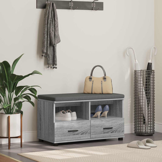 Előtér pad Szürke Sonoma 80 x 38 x 46 cm Műanyag Fa és Szövet