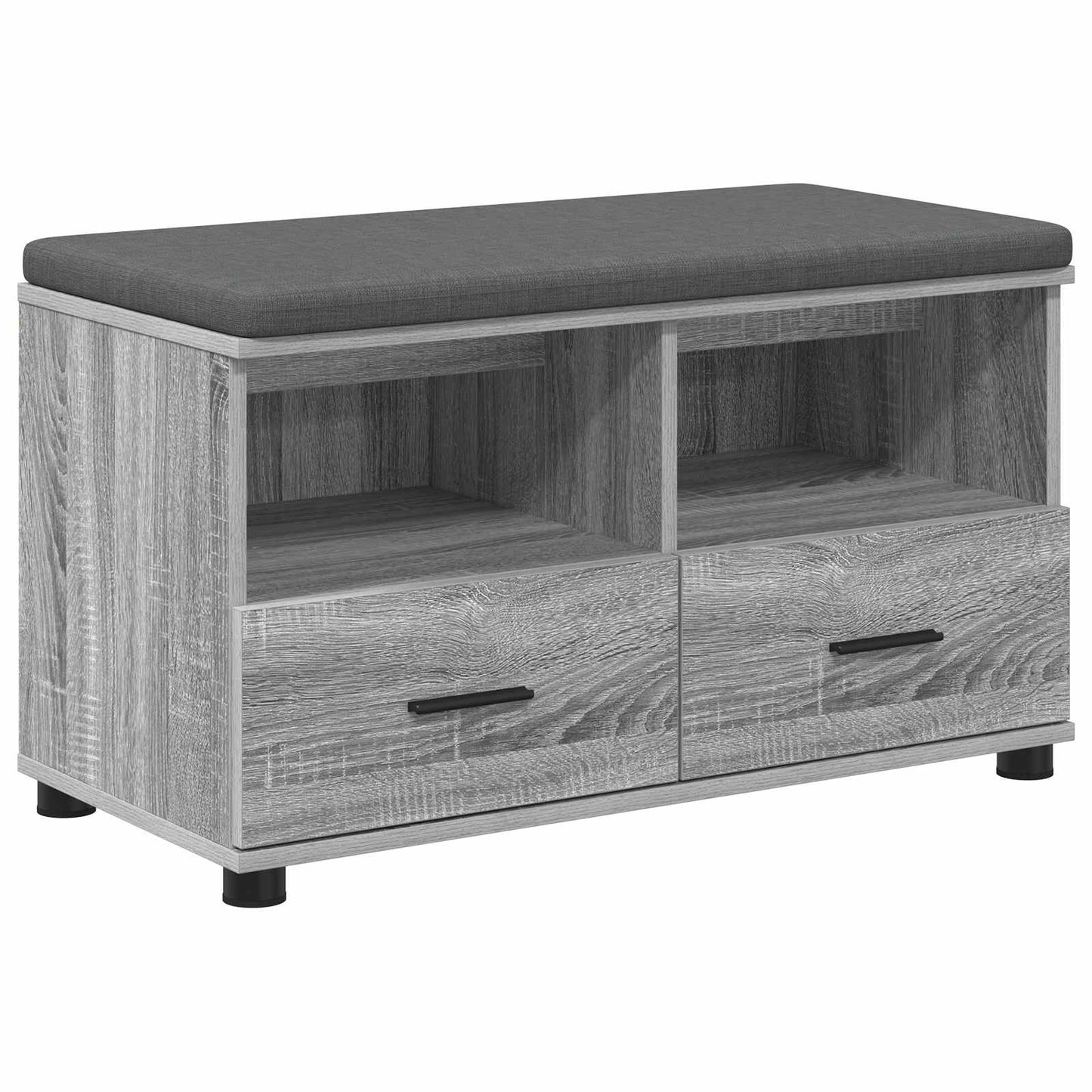 Előtér pad Szürke Sonoma 80 x 38 x 46 cm Műanyag Fa és Szövet