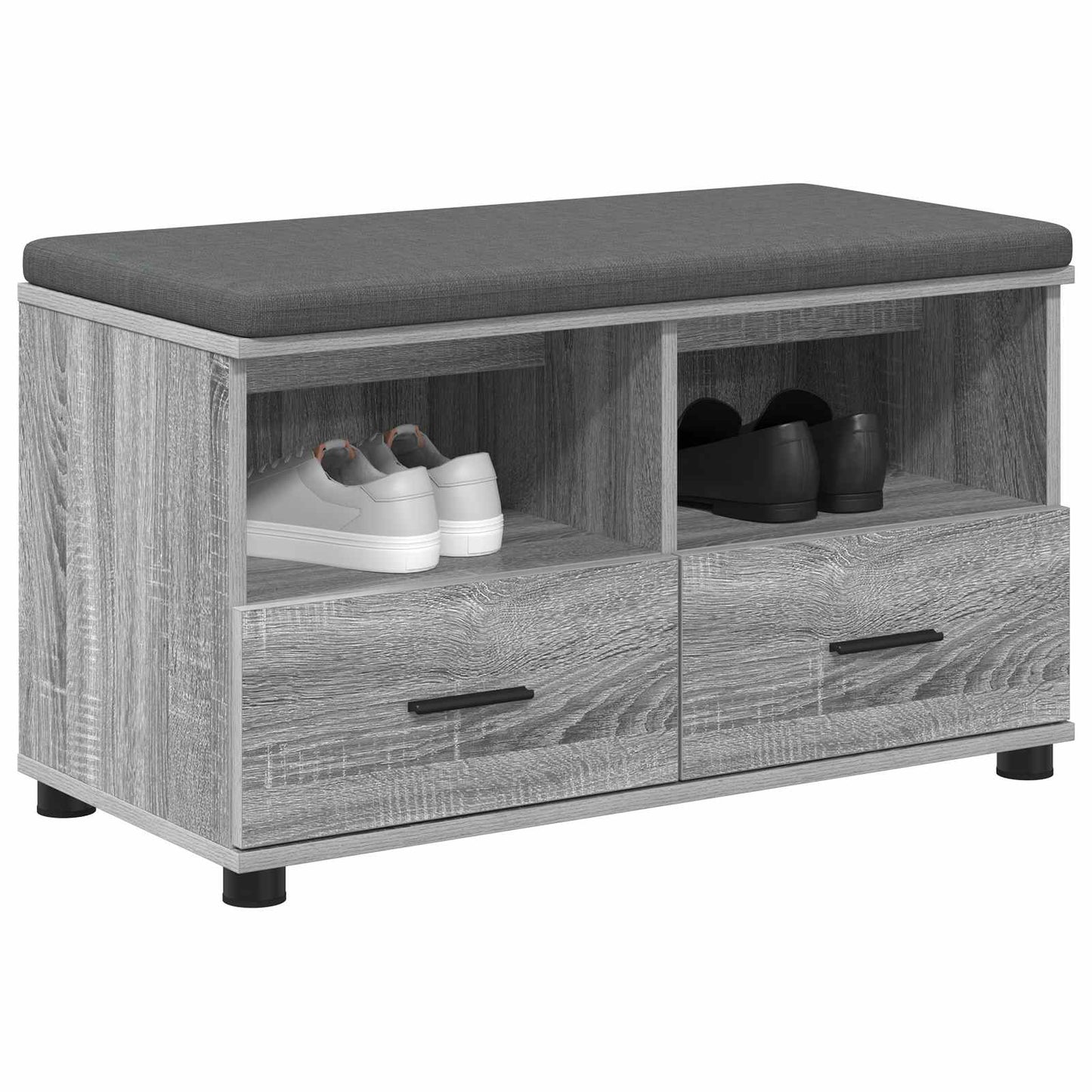 Előtér pad Szürke Sonoma 80 x 38 x 46 cm Műanyag Fa és Szövet