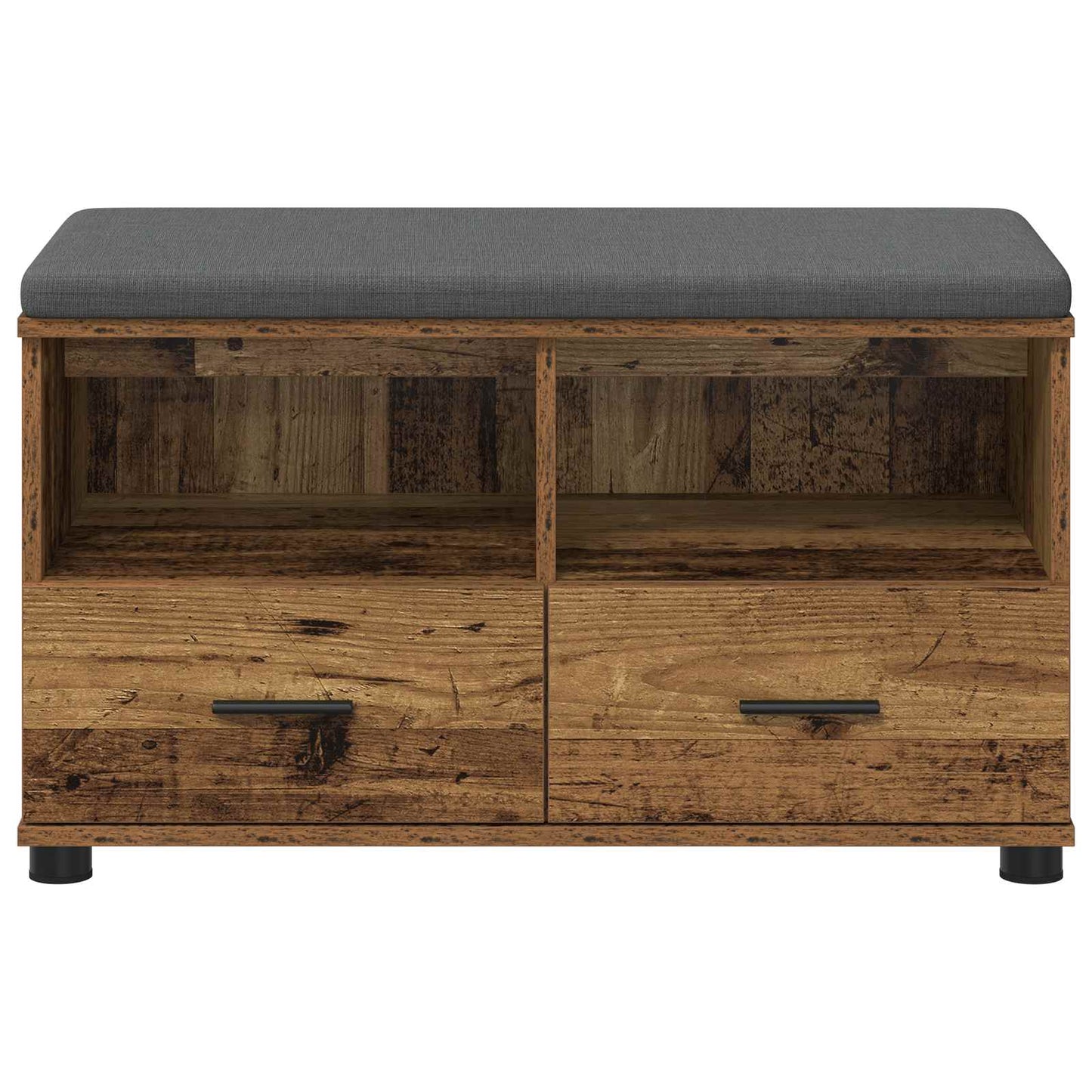Előtér pad fiókkal Öreg fa 80 x 38 x 46 cm Műanyag Fa és Szövet