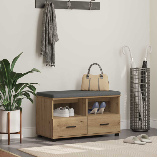 Előtér pad Kézműves Tölgy 80 x 38 x 46 cm Műanyag Fa és Szövet