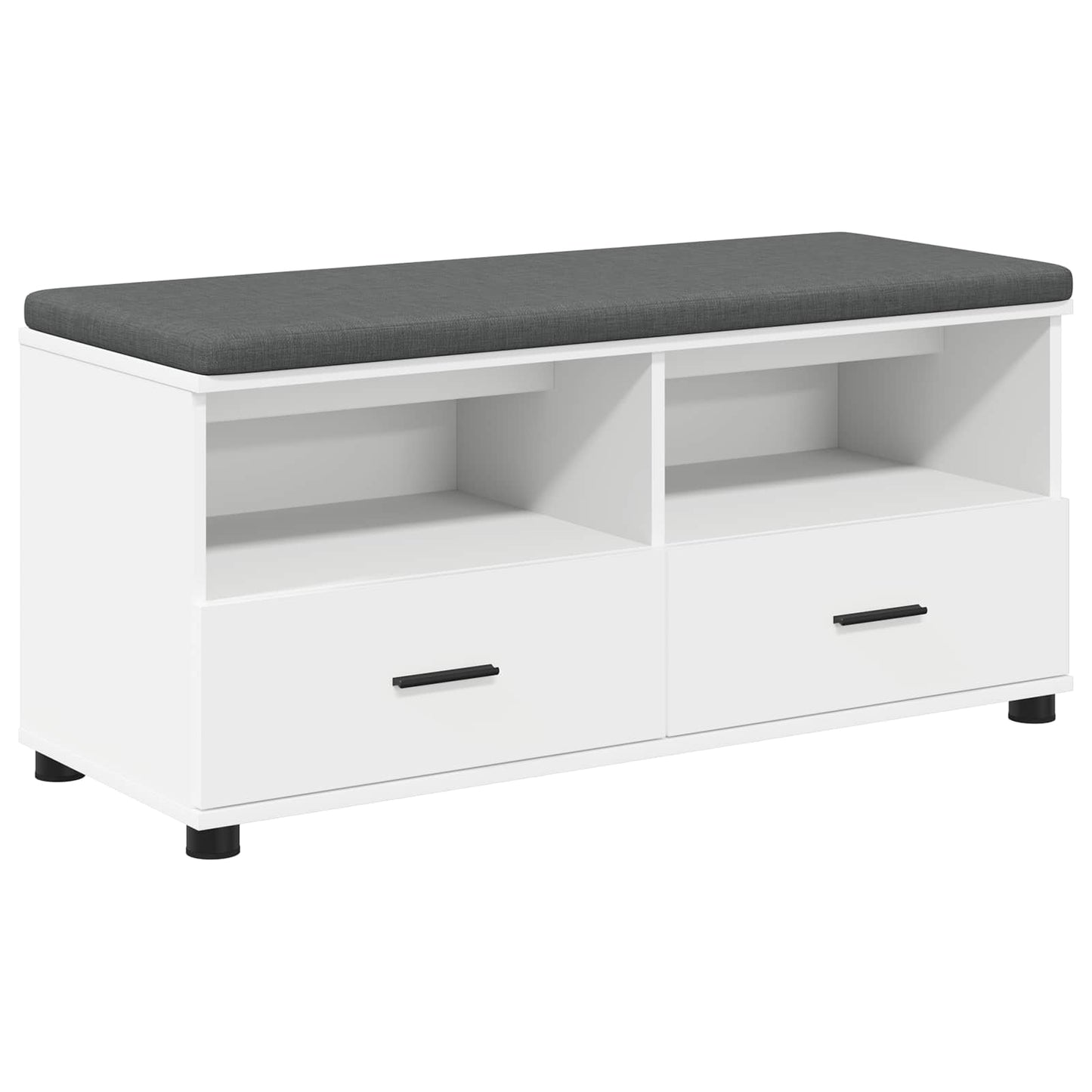 Előtér pad párnával Fehér 100 x 38 x 46 cm Műanyag Fa és Szövet