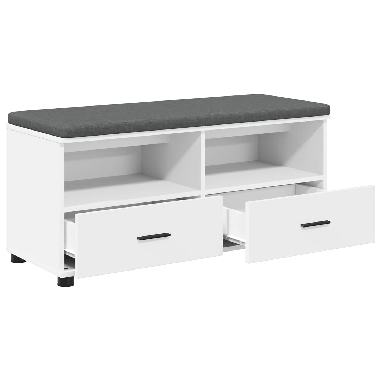 Előtér pad párnával Fehér 100 x 38 x 46 cm Műanyag Fa és Szövet