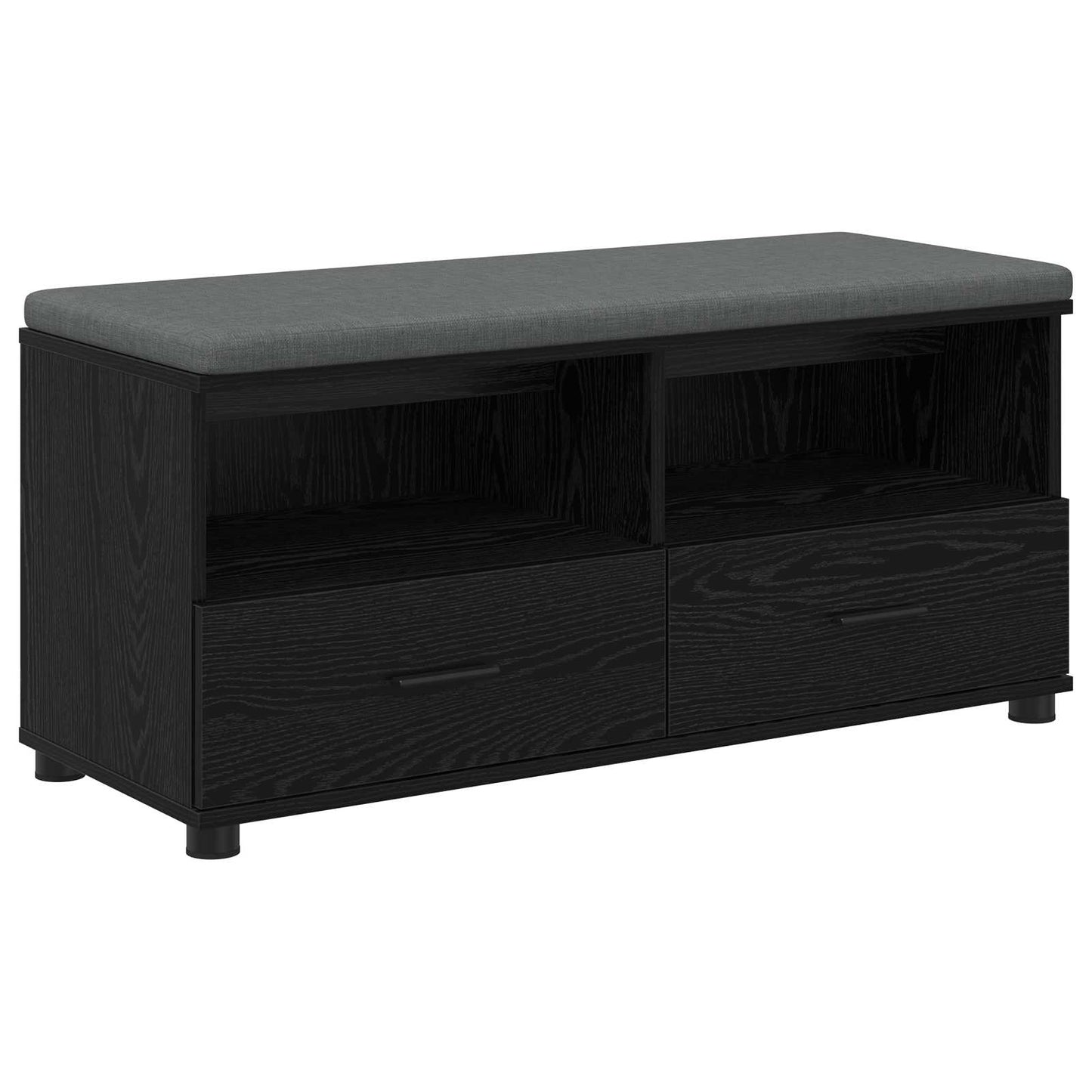 Előtér pad Fekete Tölgy 100 x 38 x 46 cm Műanyag Fa és Szövet