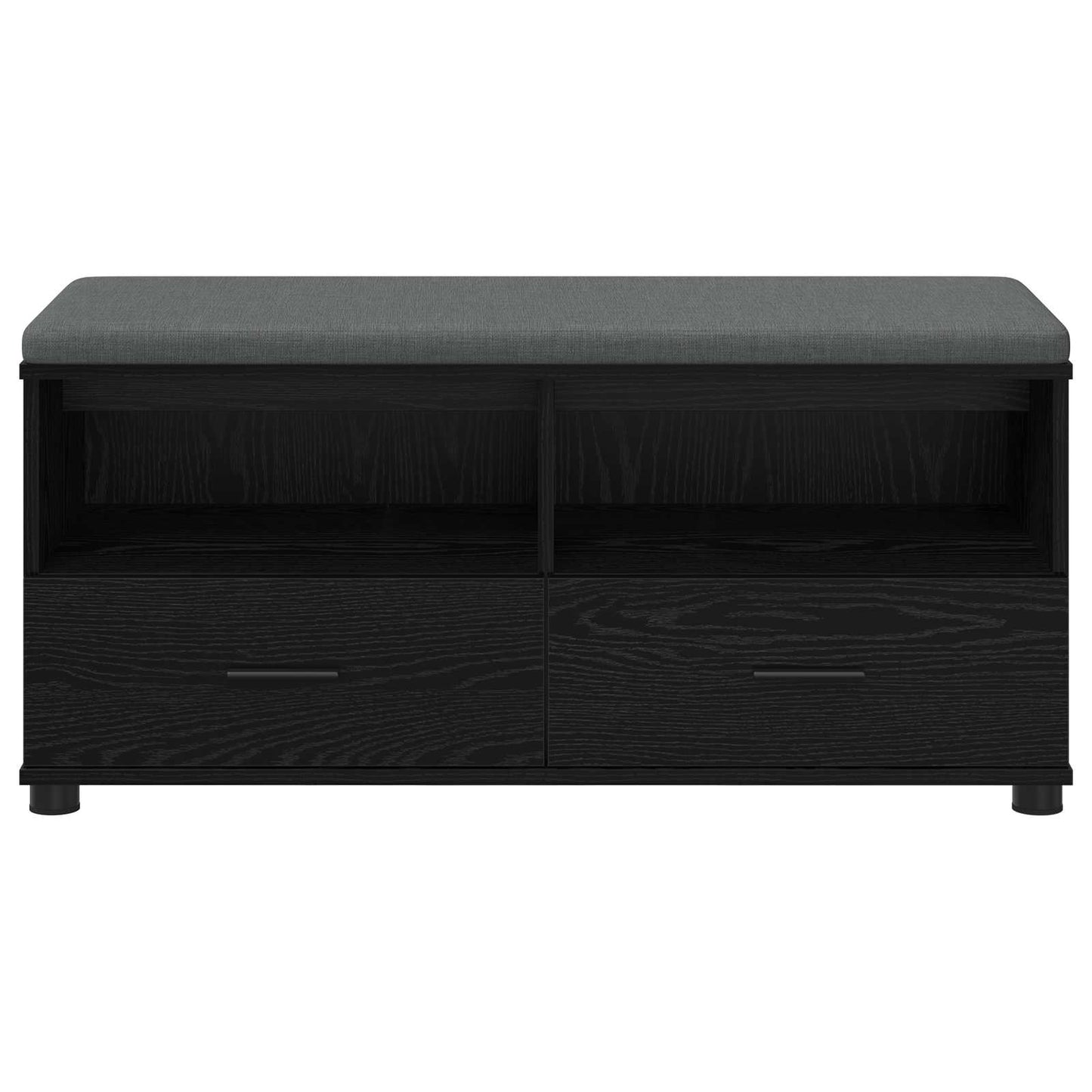Előtér pad Fekete Tölgy 100 x 38 x 46 cm Műanyag Fa és Szövet