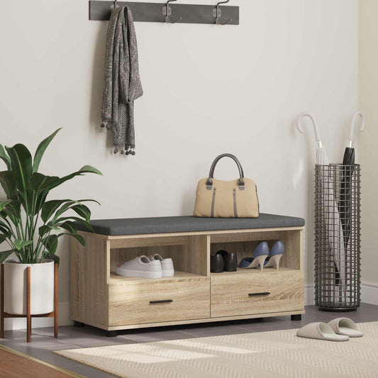 Előtér pad Sonoma tölgy 100 x 38 x 46 cm Műanyag Fa és Szövet