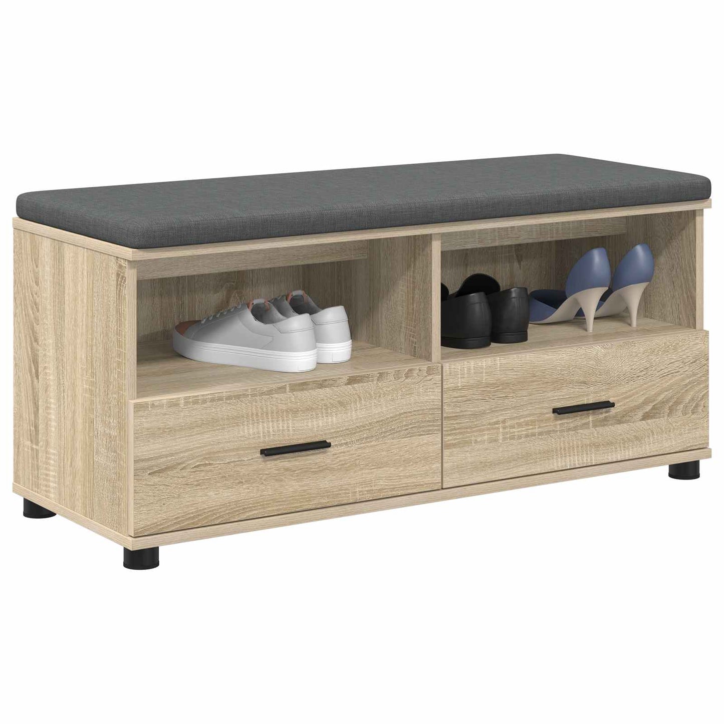Előtér pad Sonoma tölgy 100 x 38 x 46 cm Műanyag Fa és Szövet