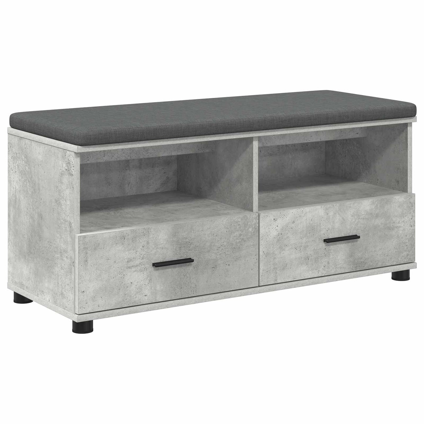 Előtér pad Beton Szürke 100 x 38 x 46 cm Műanyag Fa és Szövet