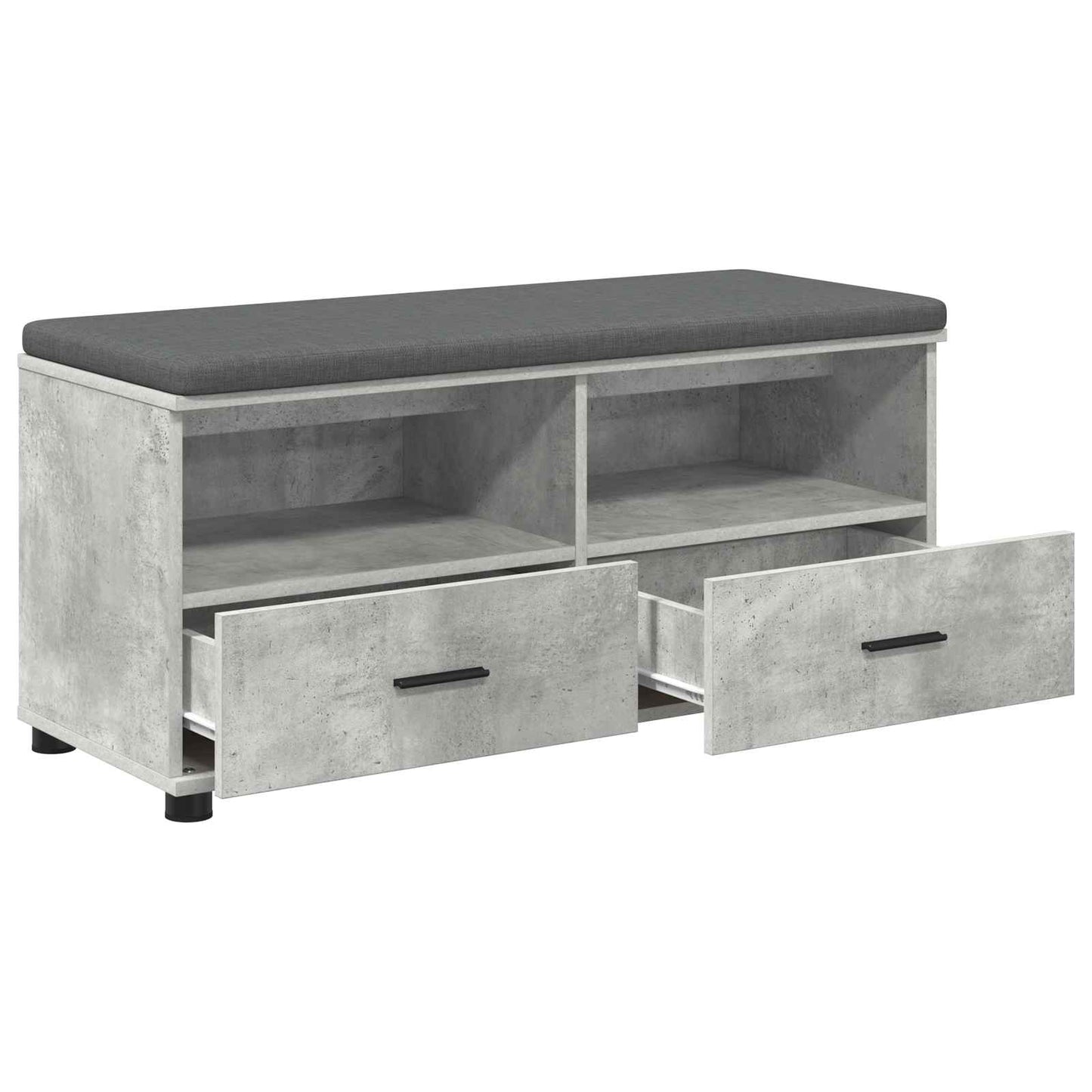 Előtér pad Beton Szürke 100 x 38 x 46 cm Műanyag Fa és Szövet