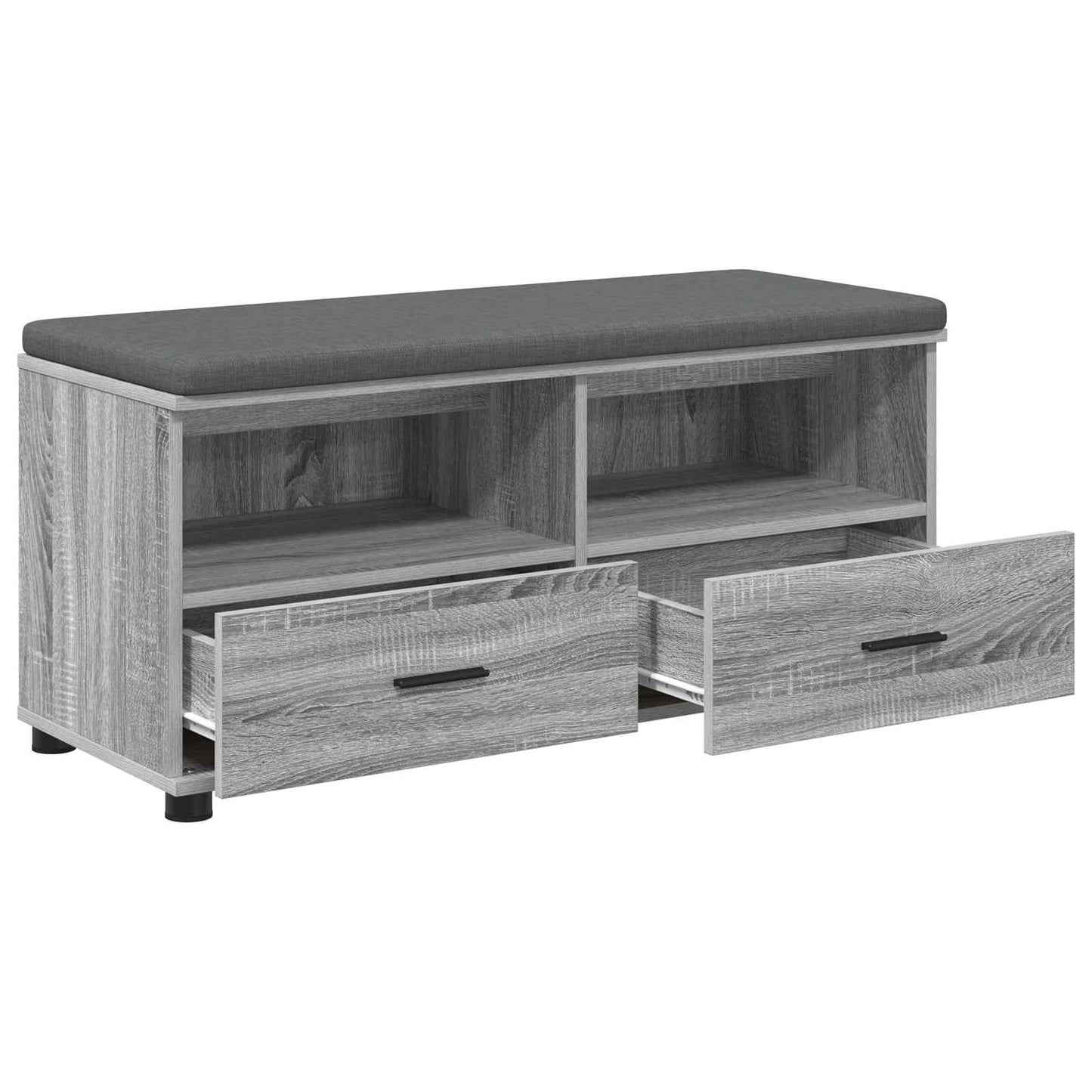 Előtér pad Szürke Sonoma 100 x 38 x 46 cm Műanyag Fa és Szövet