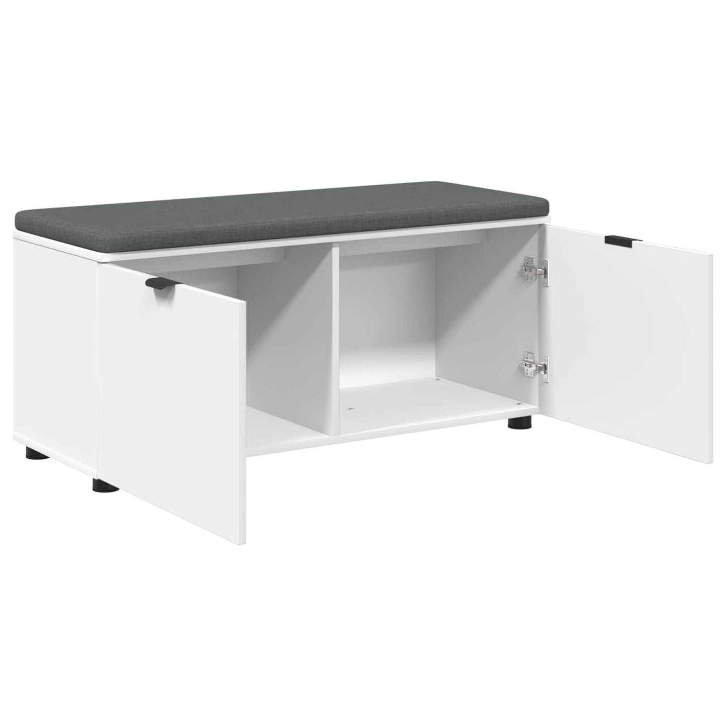 Előtér pad párnával Fehér 100 x 38 x 46 cm Műanyag Fa és Szövet