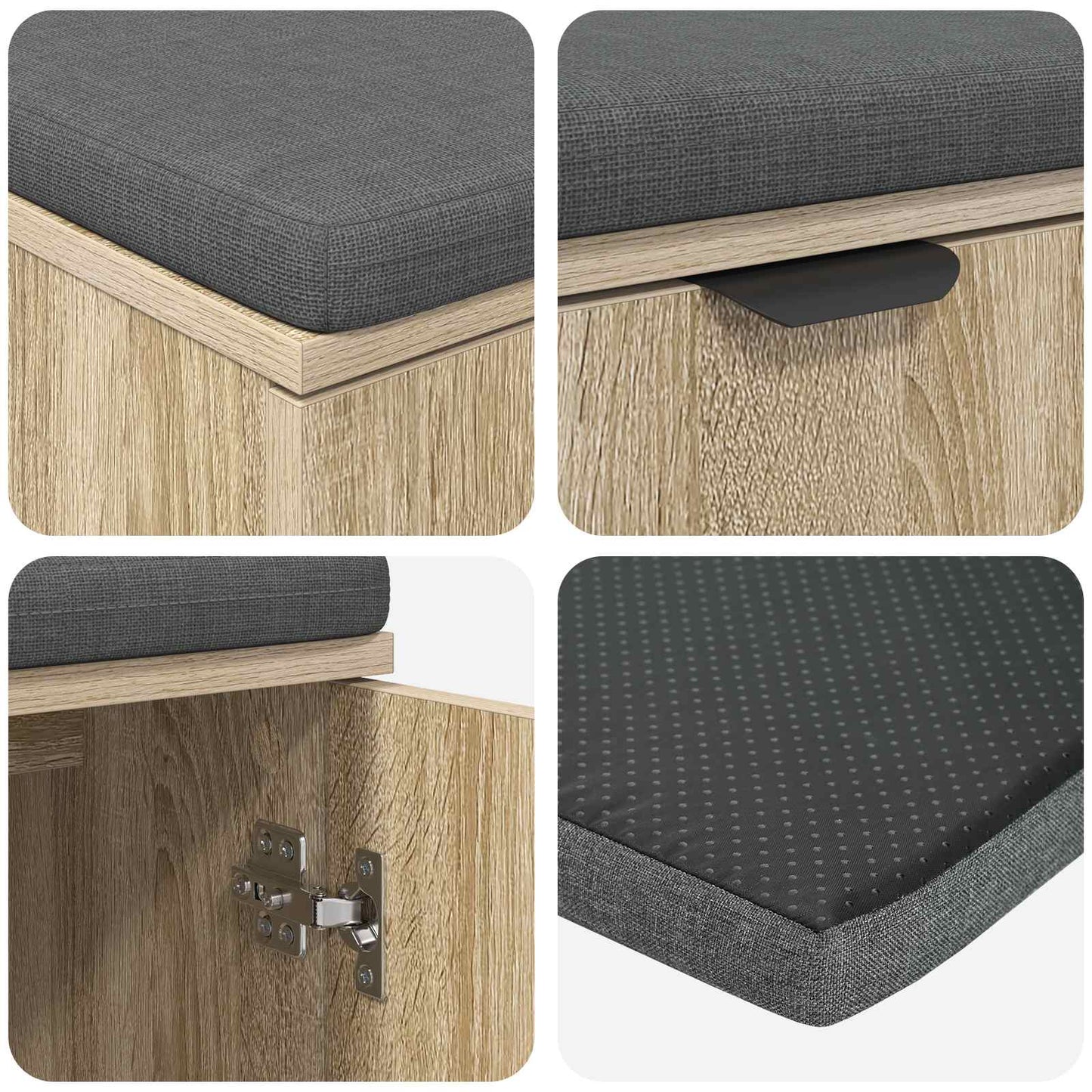 Előtér pad Sonoma tölgy 100 x 38 x 46 cm Műanyag Fa és Szövet