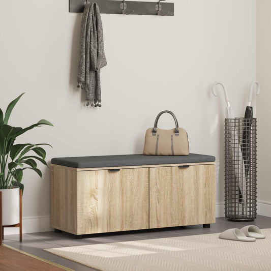 Előtér pad Sonoma tölgy 100 x 38 x 46 cm Műanyag Fa és Szövet