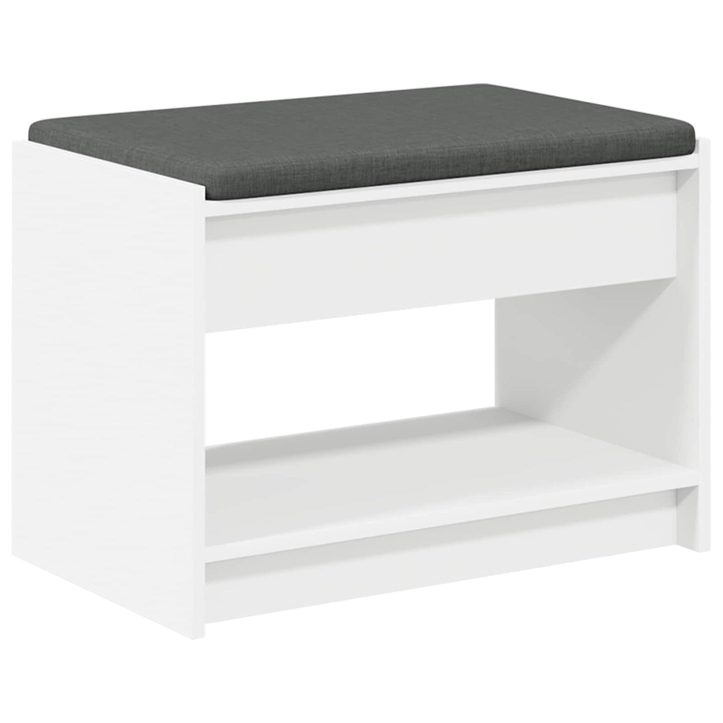 Előtér pad párnával Fehér 63 x 38 x 45 cm Műanyag Fa és Szövet