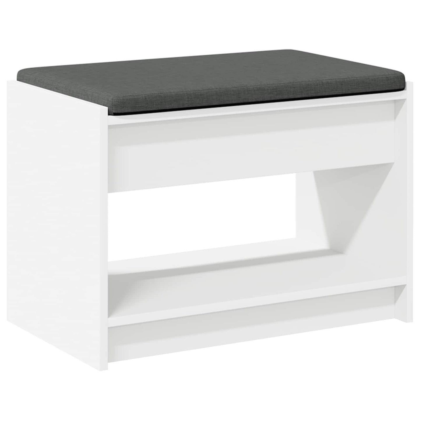 Előtér pad párnával Fehér 63 x 38 x 45 cm Műanyag Fa és Szövet