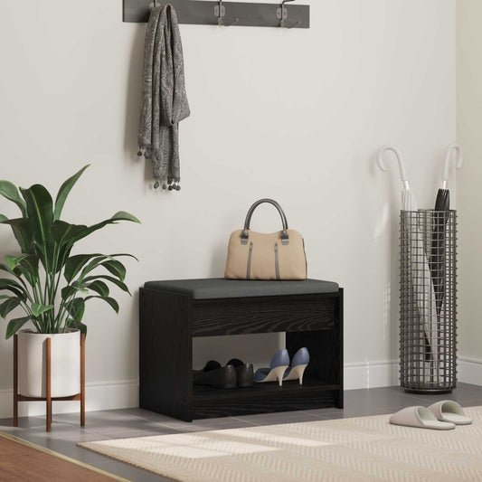 Előtér pad Fekete Tölgy 63 x 38 x 45 cm Műanyag Fa és Szövet